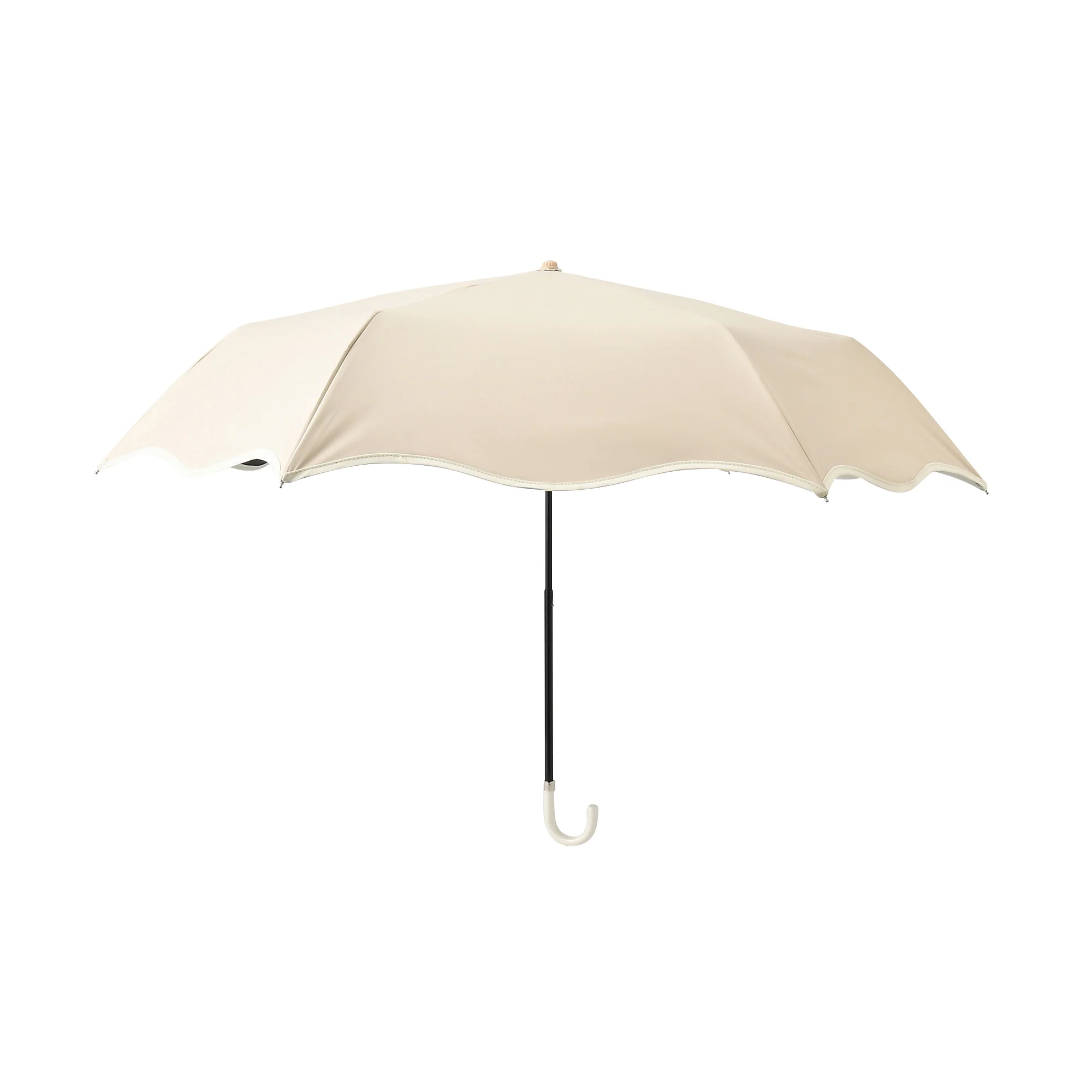 遮光 ウェーブパイピング 折りたたみ傘 50cm ベージュ（晴雨兼用） - Image 5