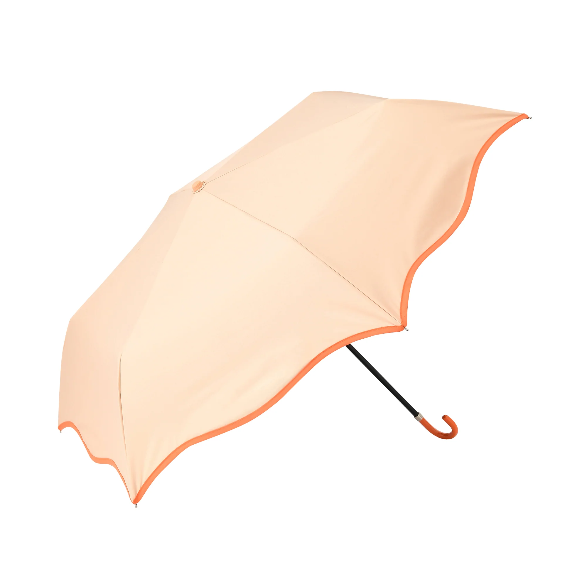 遮光 ウェーブパイピング 折りたたみ傘 50cm オレンジ（晴雨兼用） - Image 5