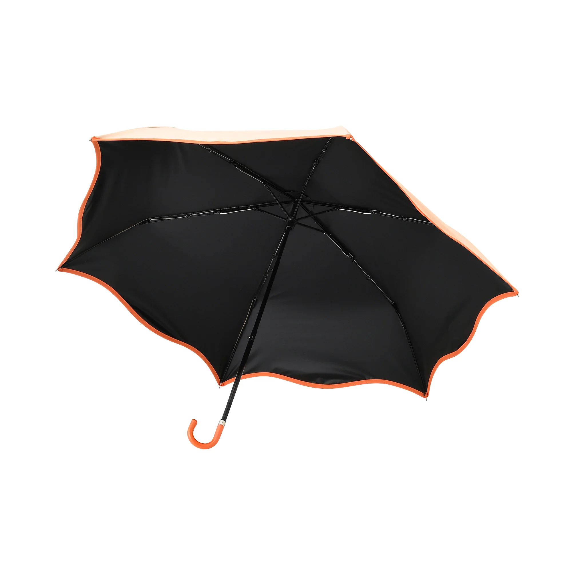 遮光 ウェーブパイピング 折りたたみ傘 50cm オレンジ（晴雨兼用） - Image 7