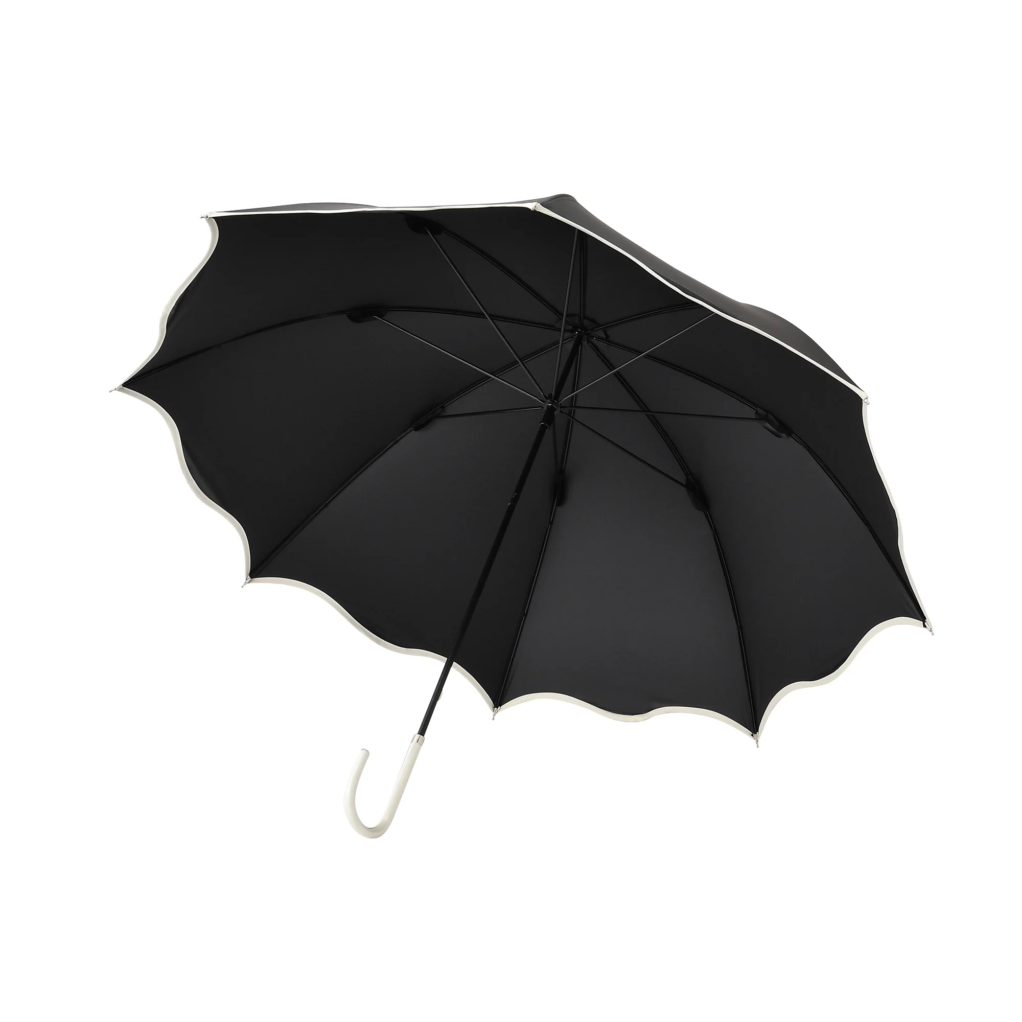 遮光 ウェーブパイピング 長傘 58cm ブラック（晴雨兼用） - Image 6