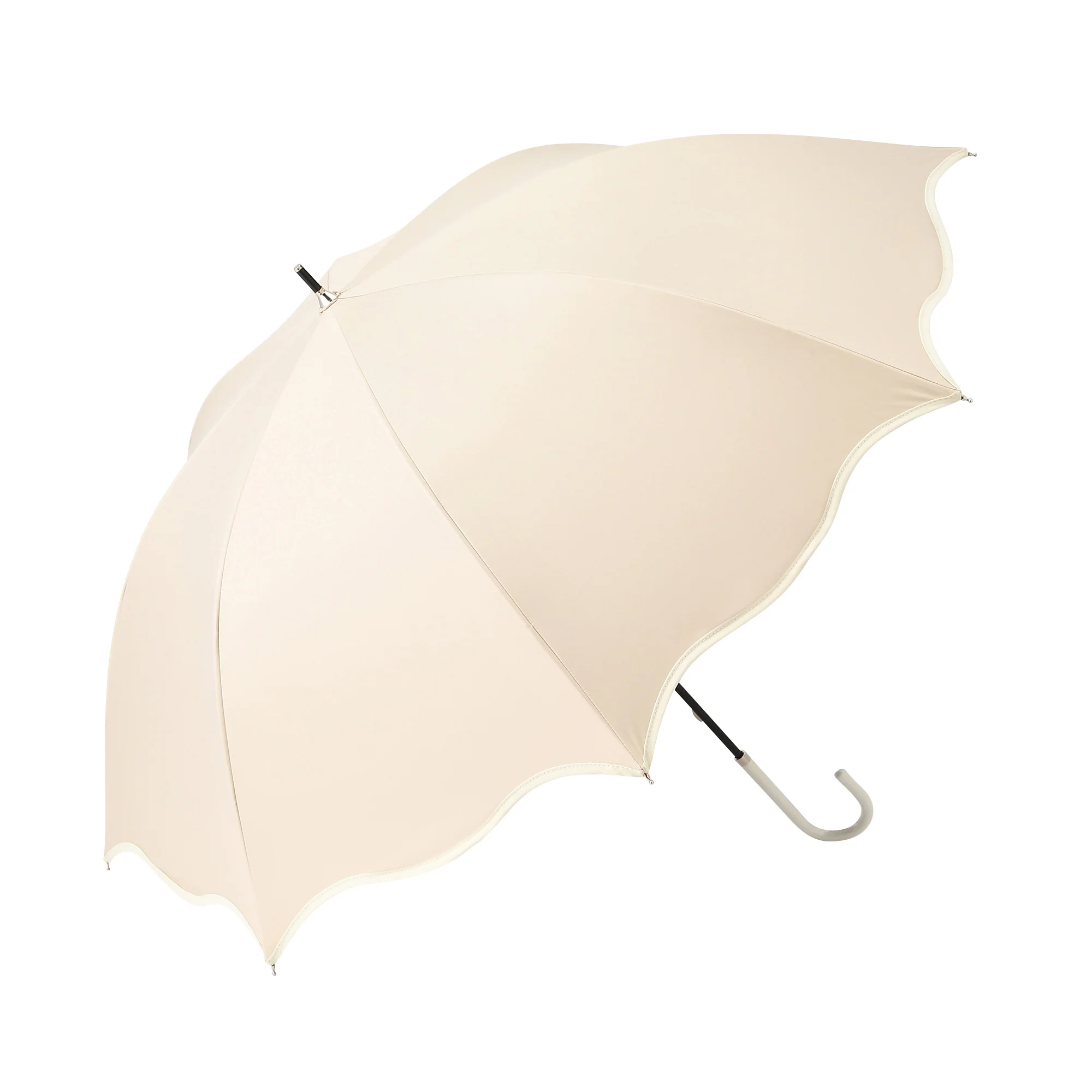 遮光 ウェーブパイピング 長傘 58cm ベージュ（晴雨兼用） - Image 5