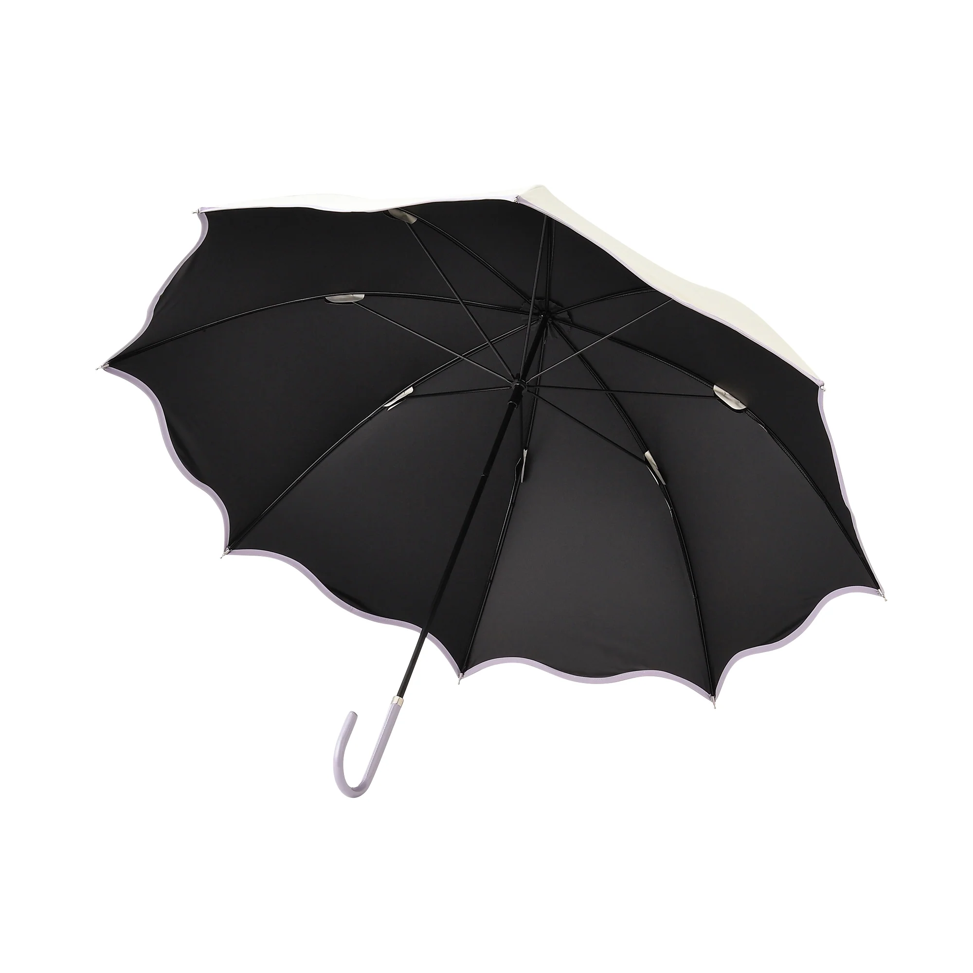 遮光 ウェーブパイピング 長傘 58cm ホワイト（晴雨兼用） - Image 8