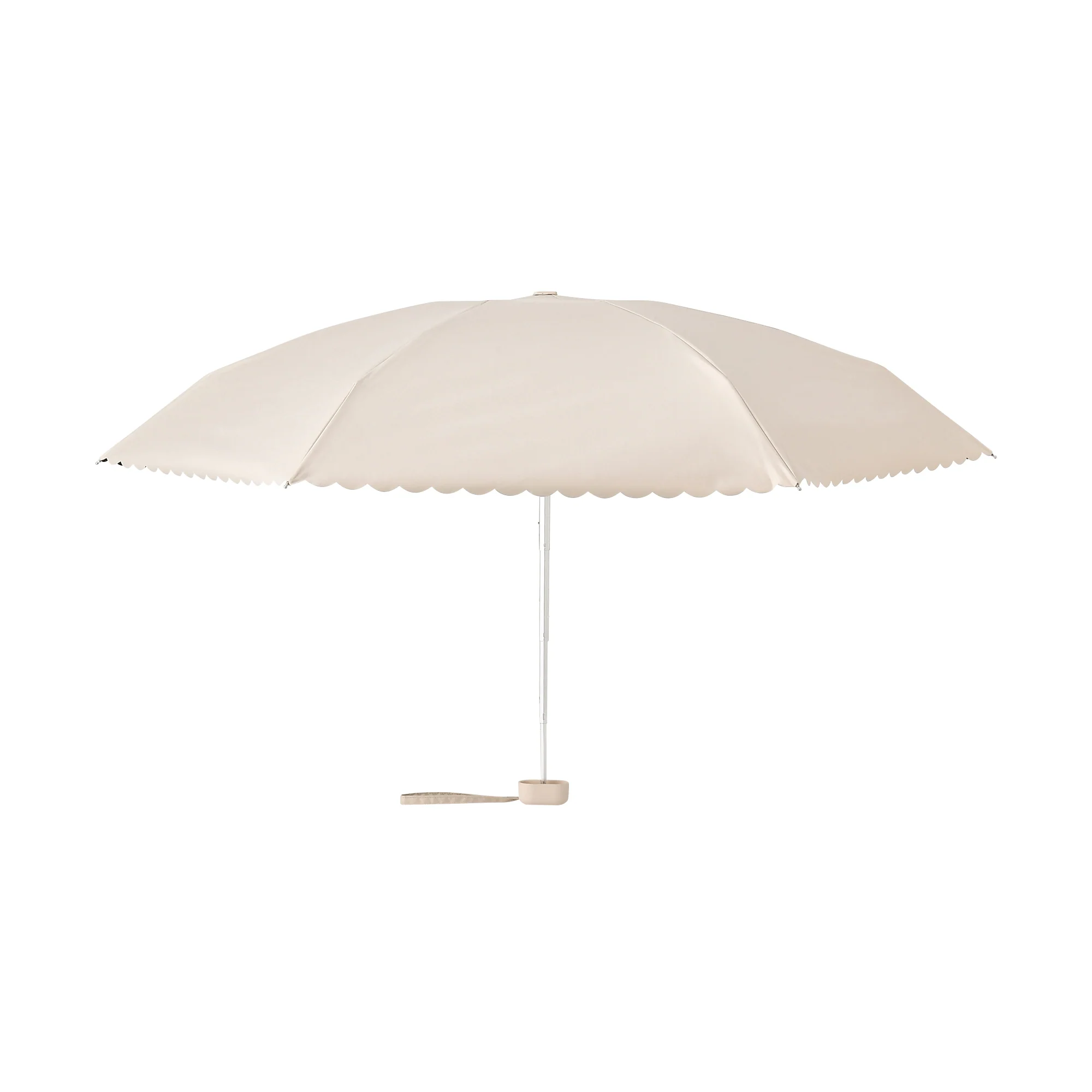 遮光 コンパクト スカラップ 折りたたみ傘 47cm ライトベージュ（晴雨兼用） - Image 3