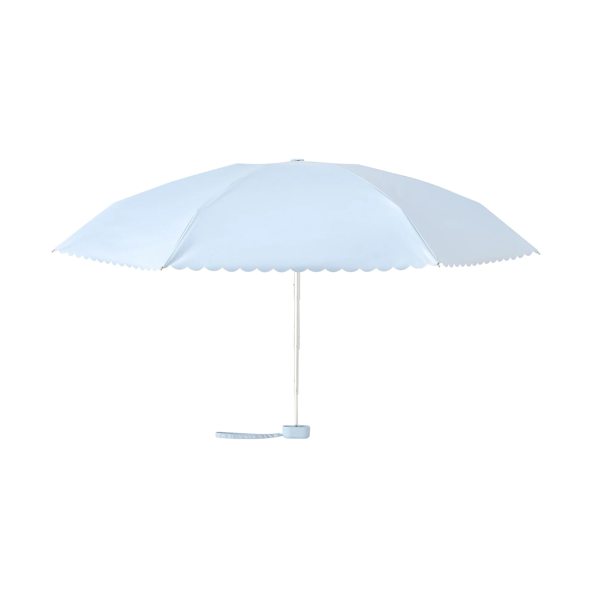 遮光 コンパクト スカラップ 折りたたみ傘 47cm ライトブルー（晴雨兼用） - Image 3