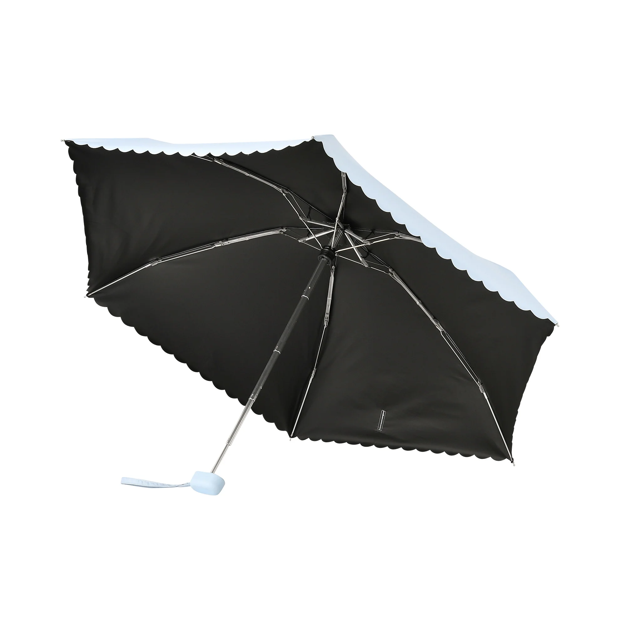 遮光 コンパクト スカラップ 折りたたみ傘 47cm ライトブルー（晴雨兼用） - Image 4