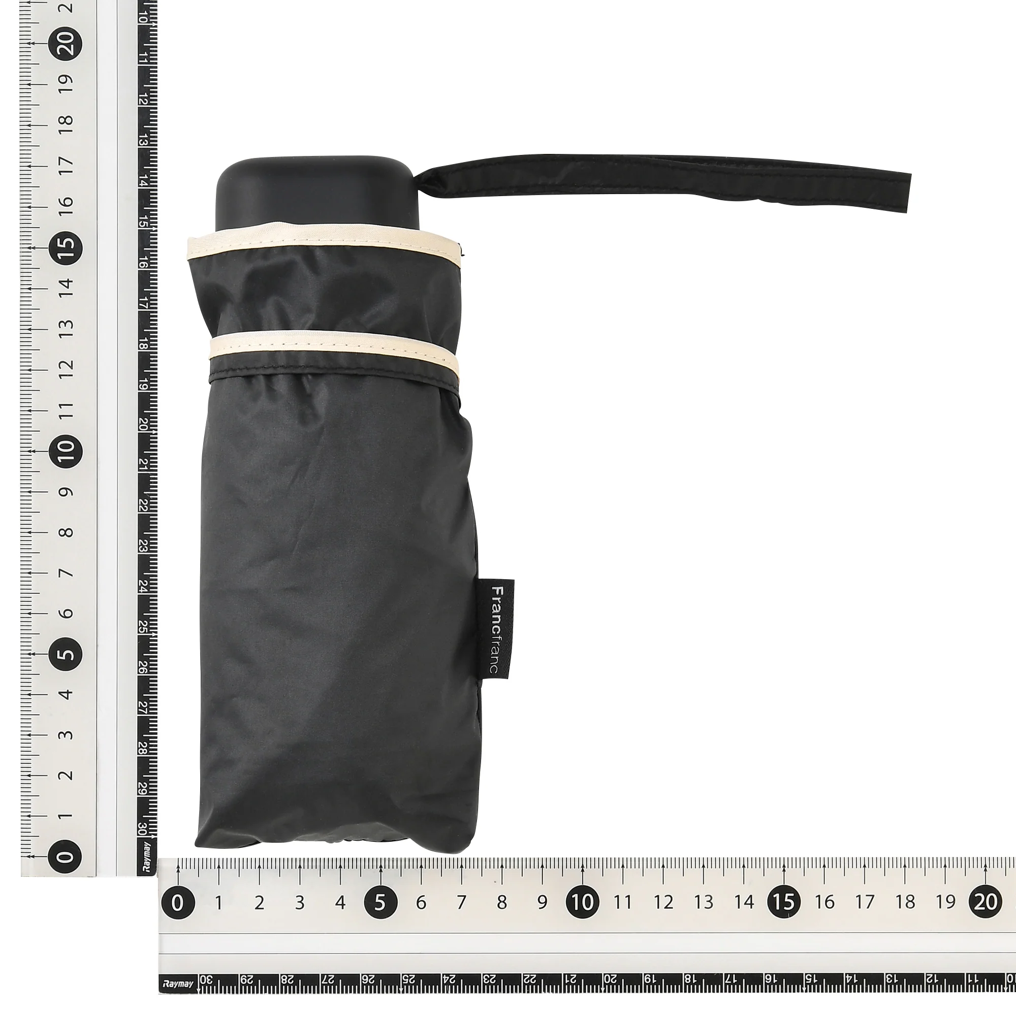 遮光 コンパクト パイピング 折りたたみ傘 47cm ブラック（晴雨兼用） - Image 9