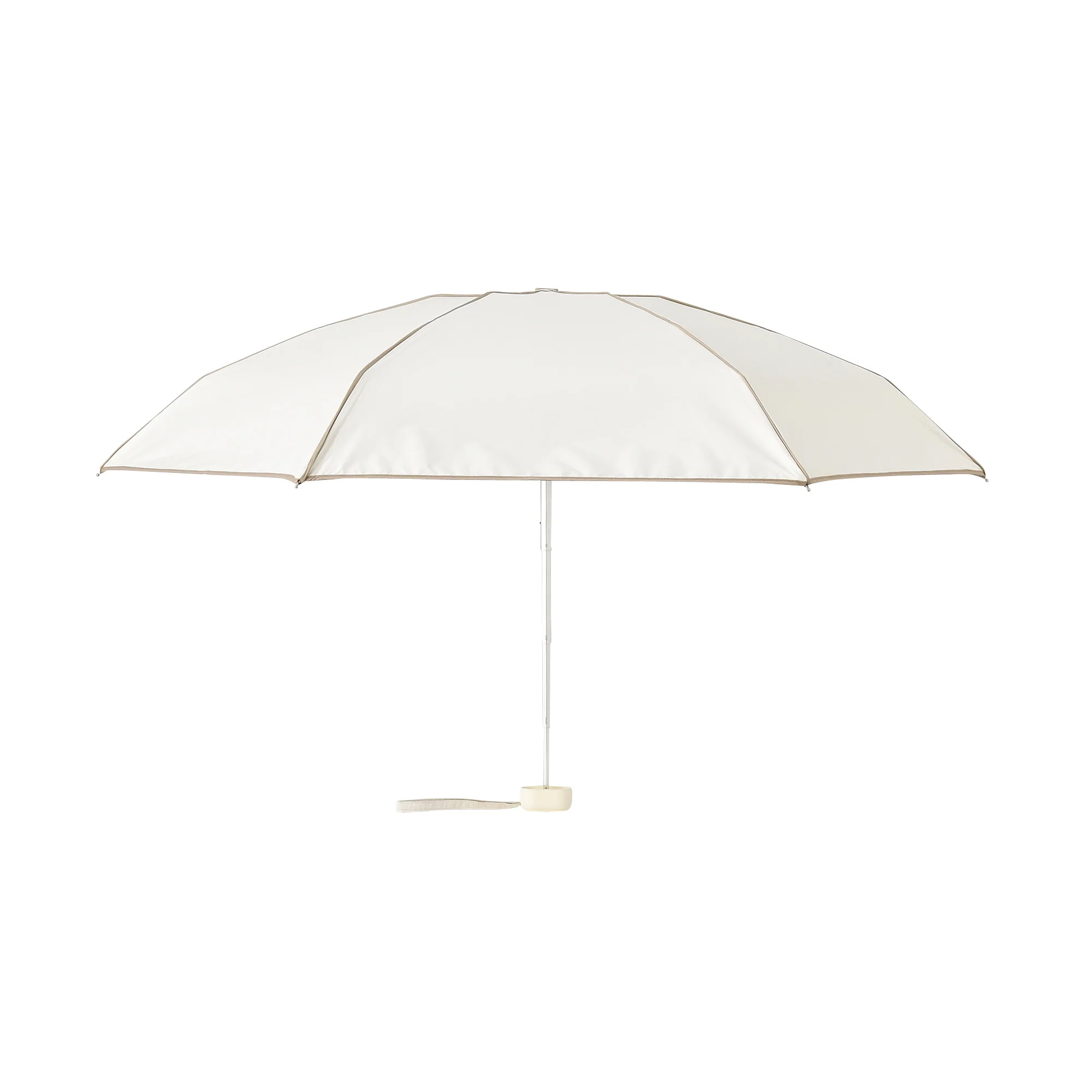 遮光 コンパクト パイピング 折りたたみ傘 47cm アイボリー（晴雨兼用） - Image 3