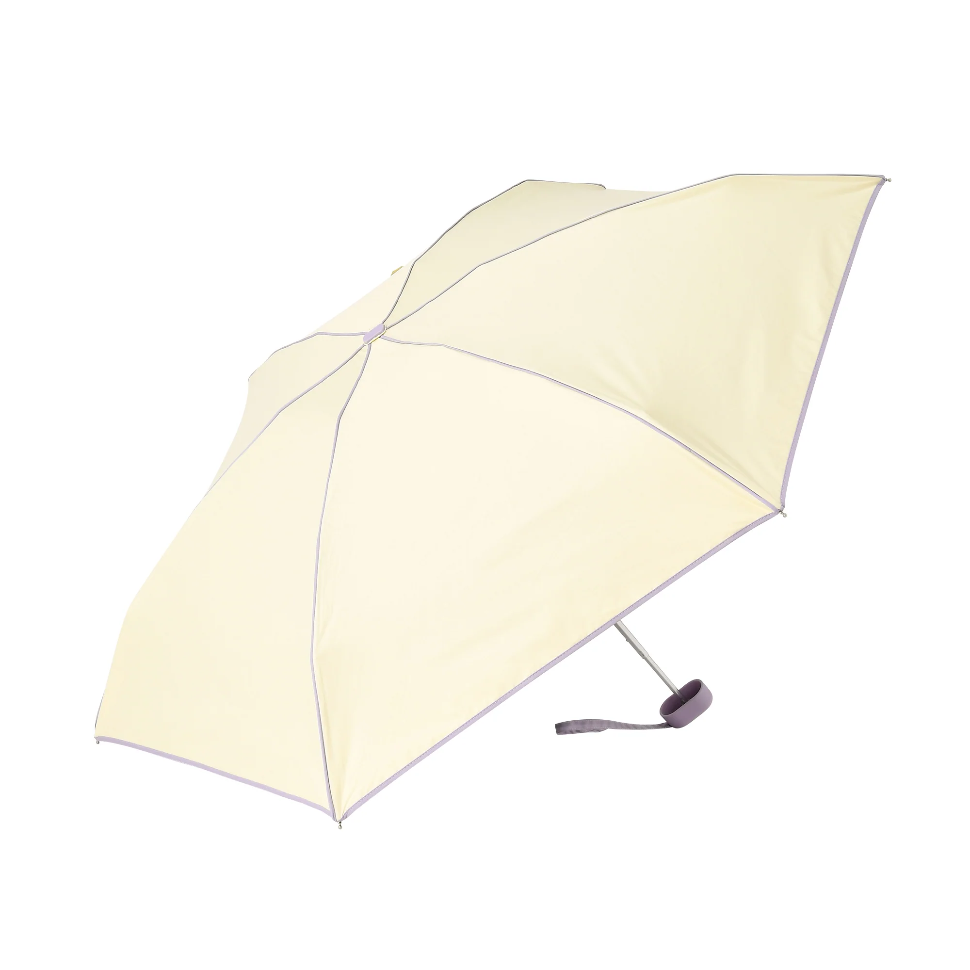 遮光 コンパクト パイピング 折りたたみ傘 47cm イエロー（晴雨兼用） - Image 2