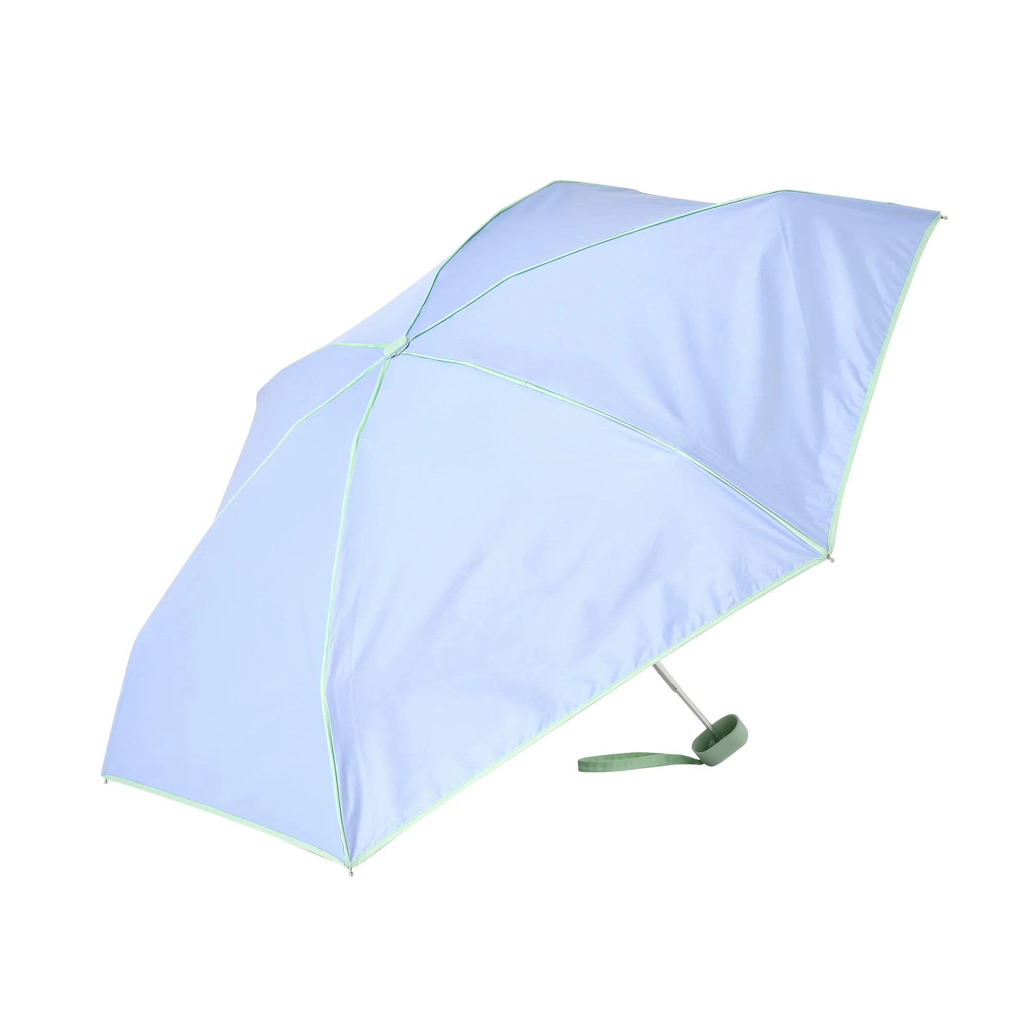 遮光 コンパクト パイピング 折りたたみ傘 47cm ブルー（晴雨兼用） - Image 2