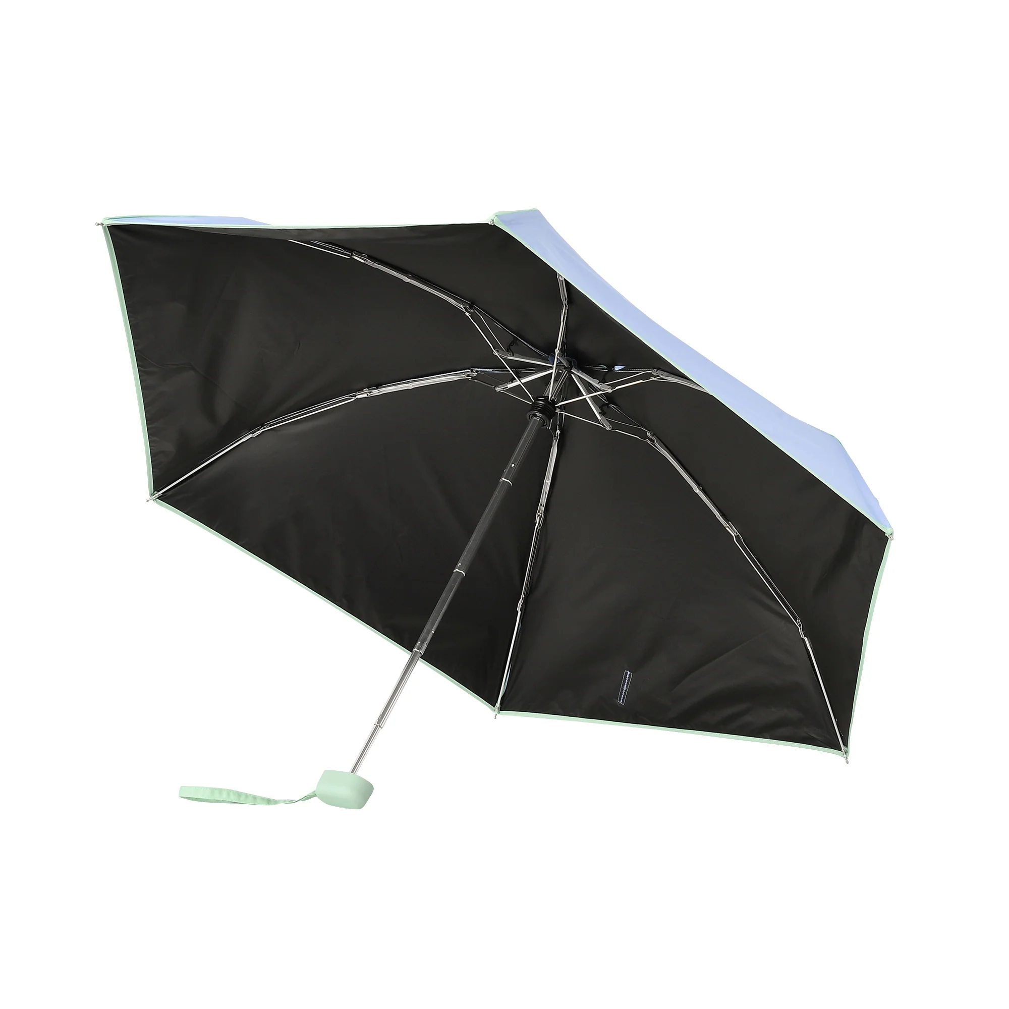 遮光 コンパクト パイピング 折りたたみ傘 47cm ブルー（晴雨兼用） - Image 4