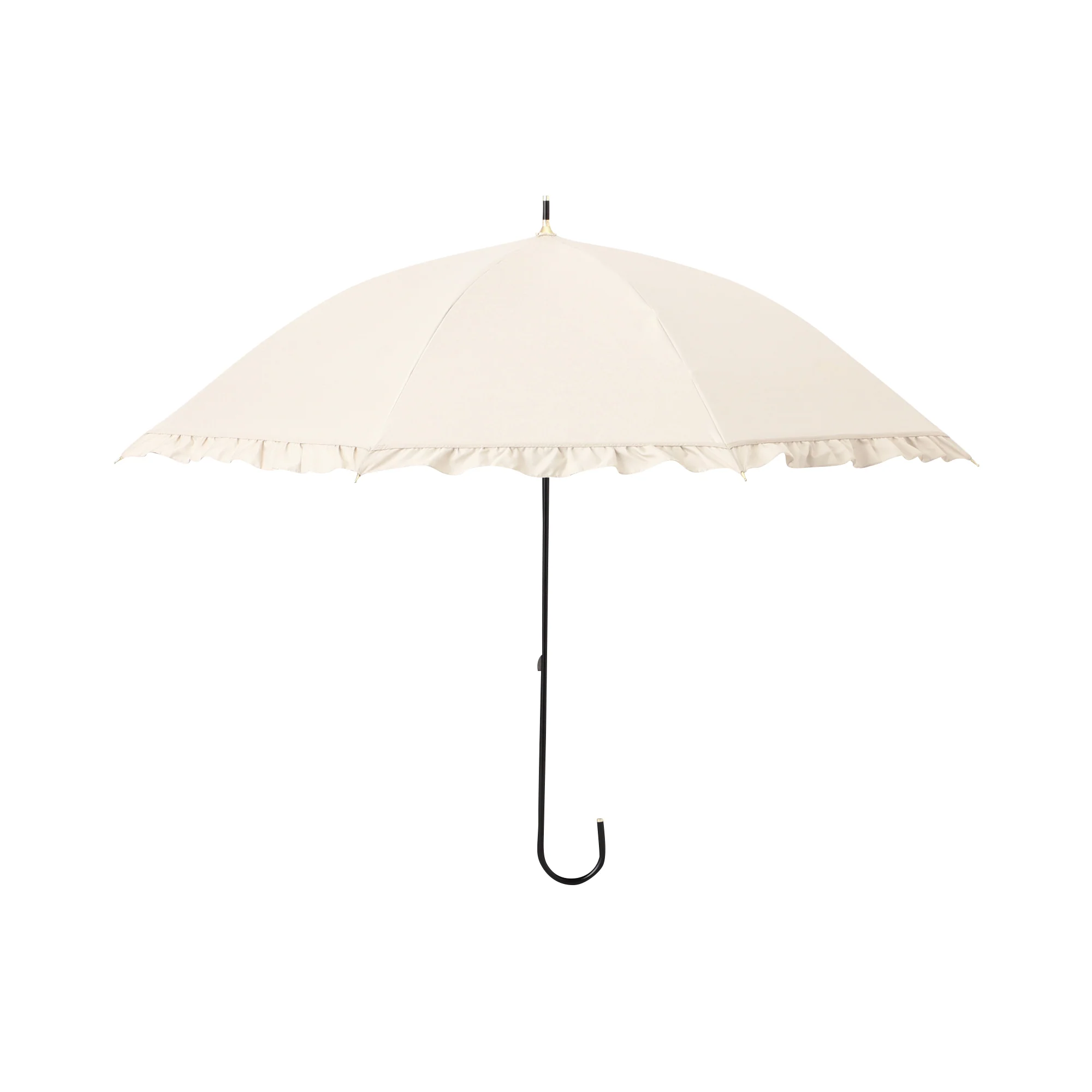 遮光 クラシックフリル 長傘 50cm ベージュ（晴雨兼用） - Image 3