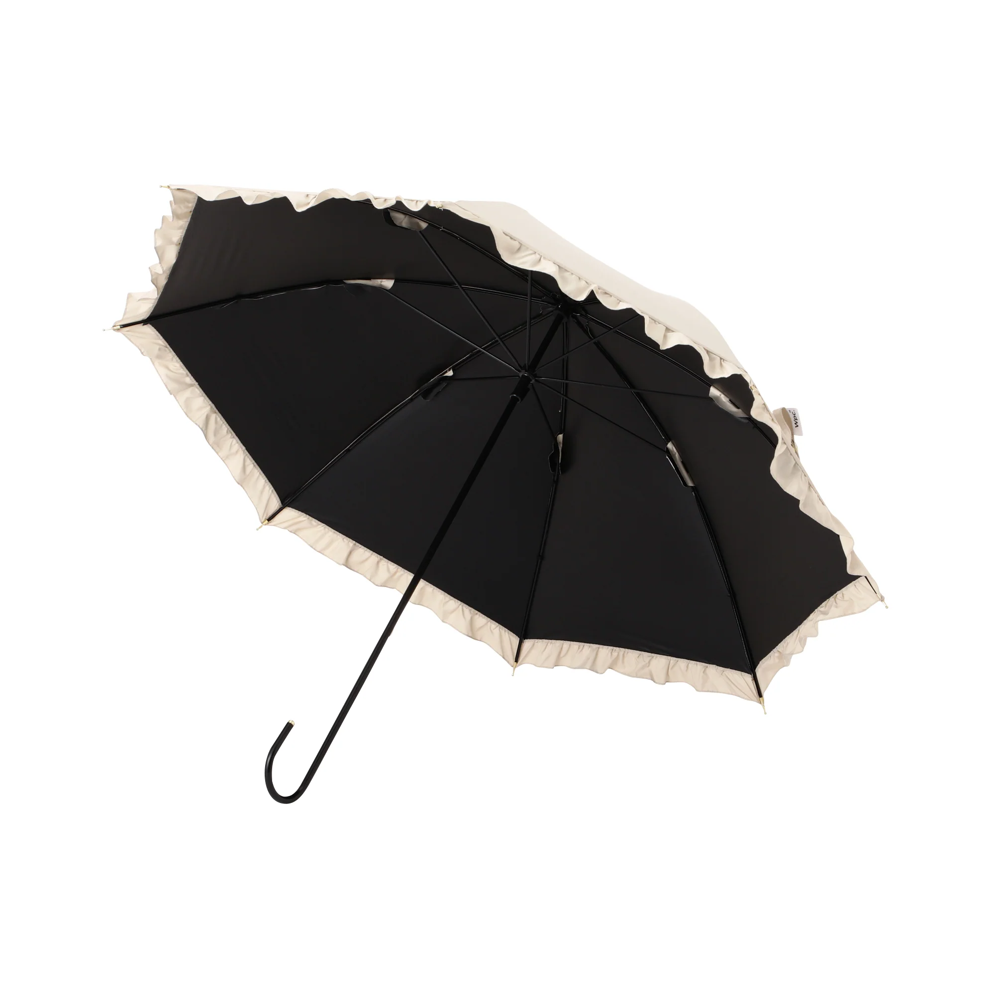 遮光 クラシックフリル 長傘 50cm ベージュ（晴雨兼用） - Image 4