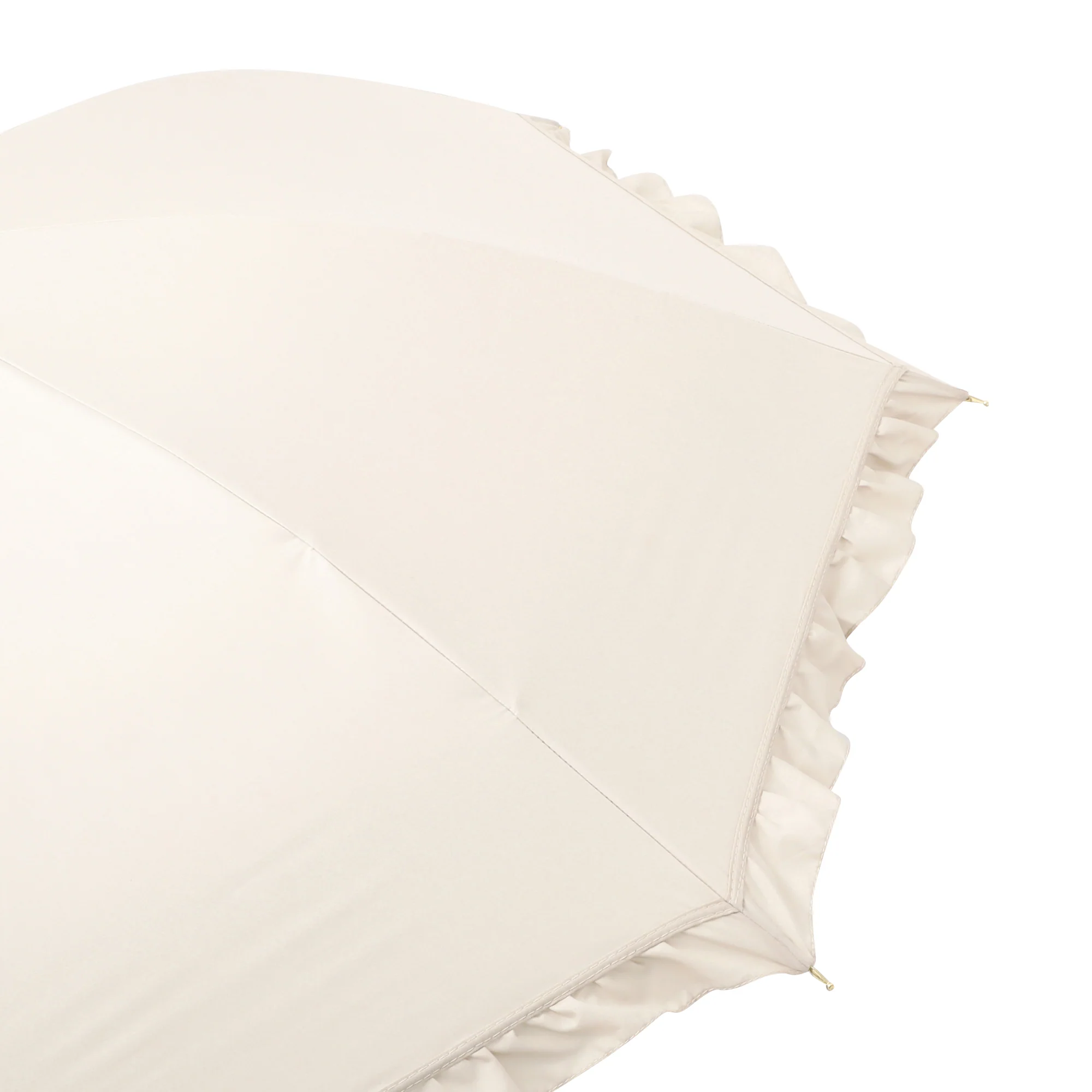 遮光 クラシックフリル 長傘 50cm ベージュ（晴雨兼用） - Image 5