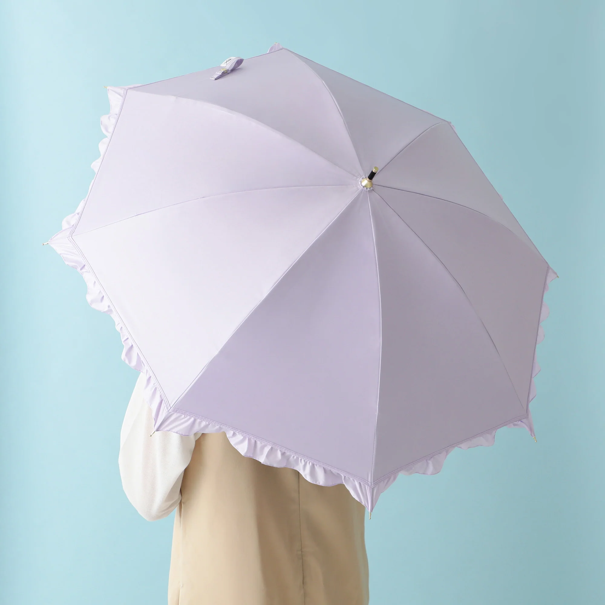 遮光 クラシックフリル 長傘 50cm ラベンダー（晴雨兼用） - Image 9