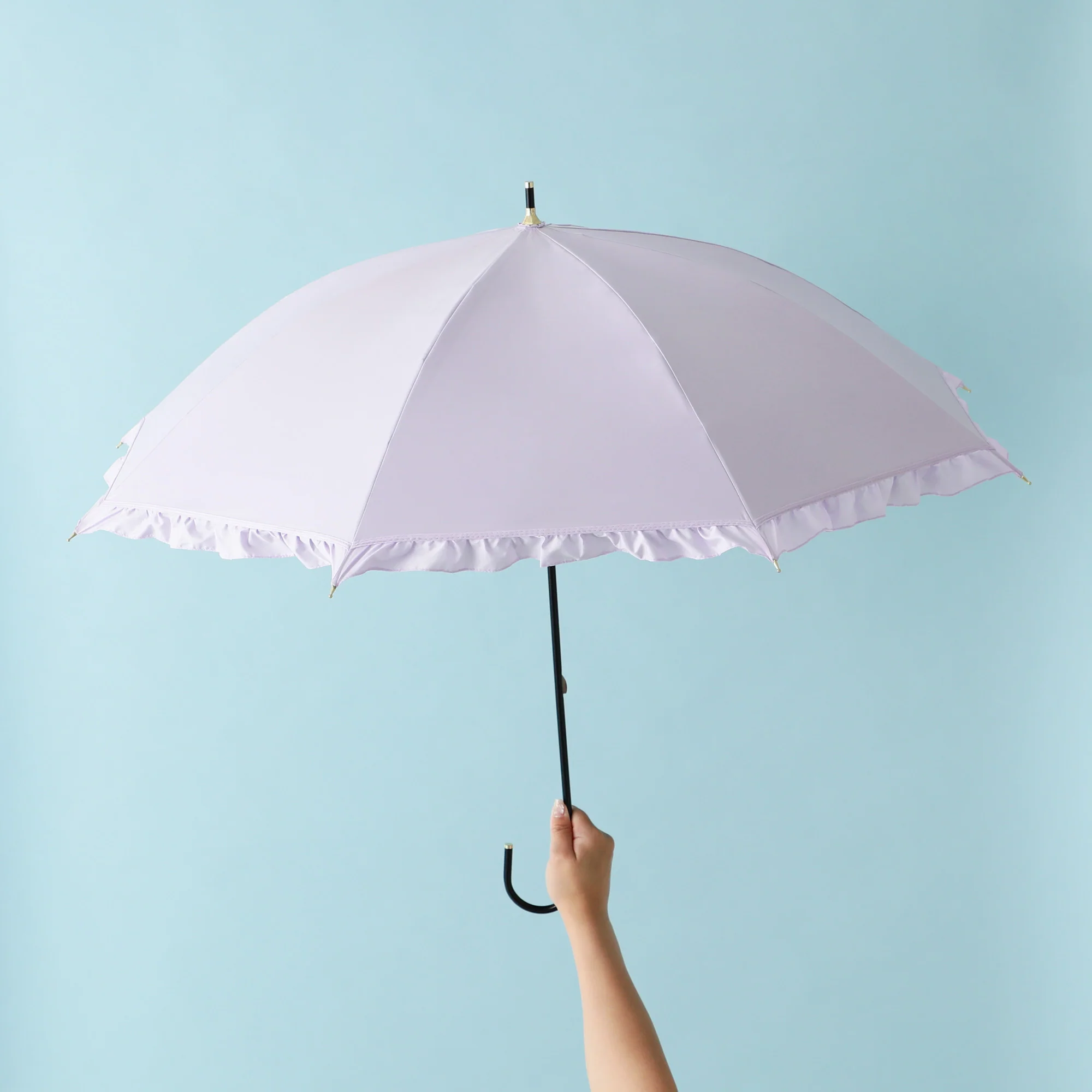 遮光 クラシックフリル 長傘 50cm ネイビー（晴雨兼用） - Image 10