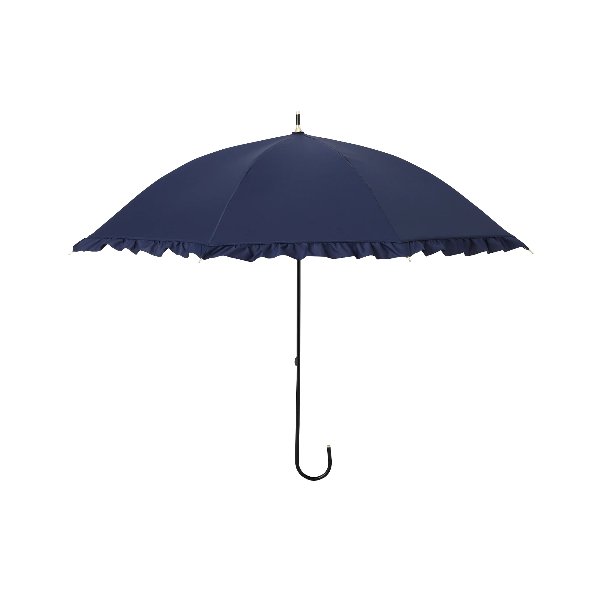 遮光 クラシックフリル 長傘 50cm ネイビー（晴雨兼用） - Image 3