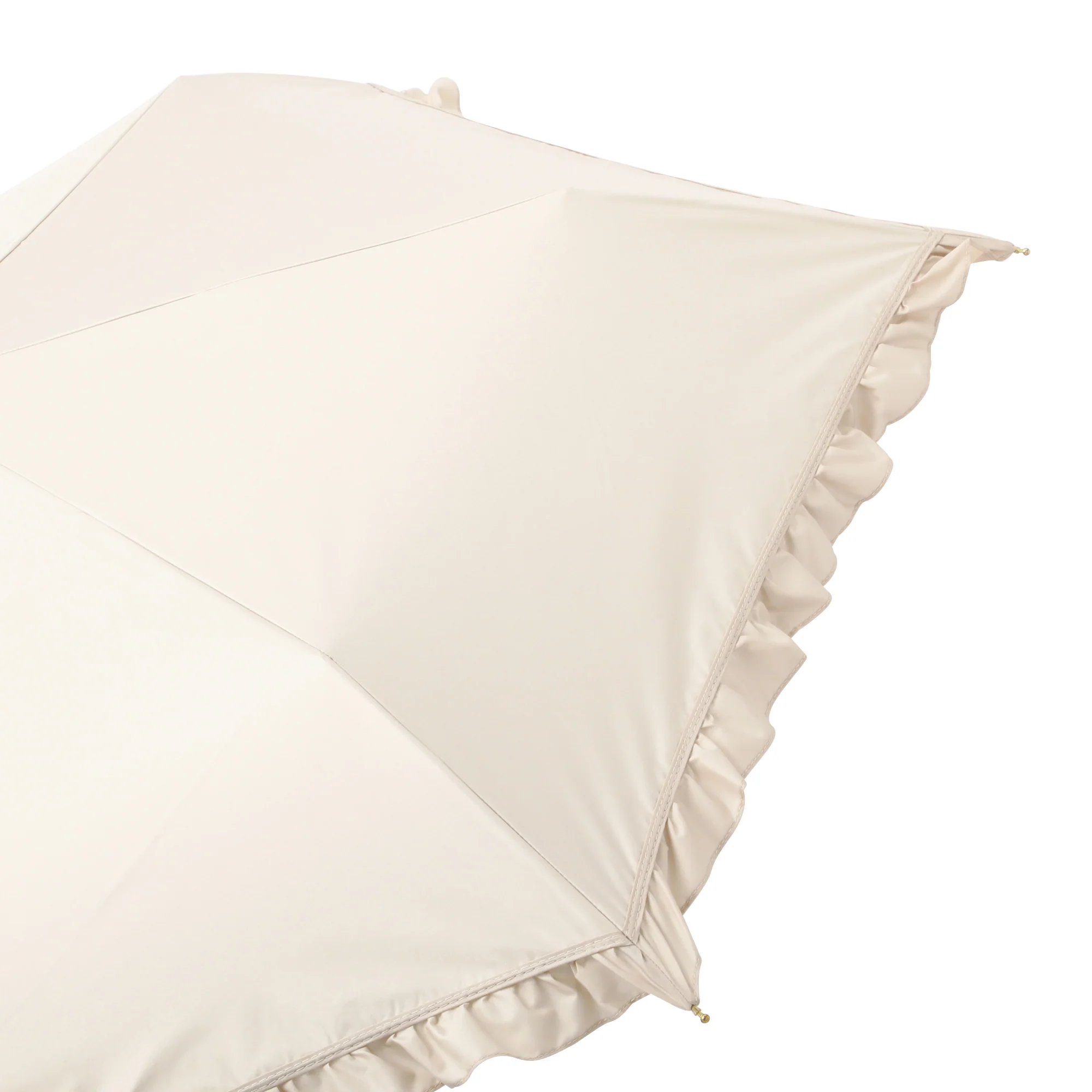 遮光 クラシックフリル 折りたたみ傘 50cm ベージュ（晴雨兼用） - Image 5