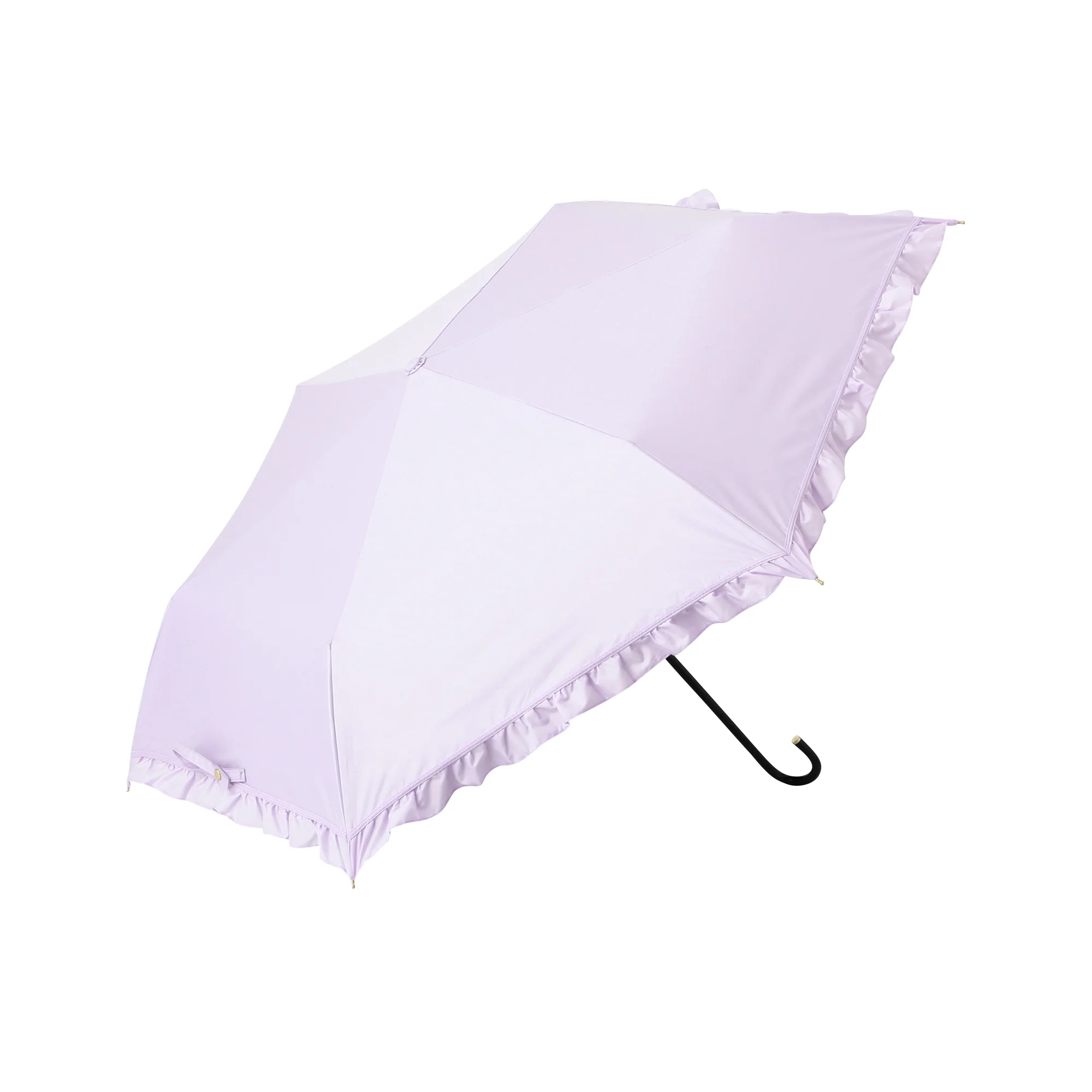 遮光 クラシックフリル 折りたたみ傘 50cm ラベンダー（晴雨兼用） - Image 2