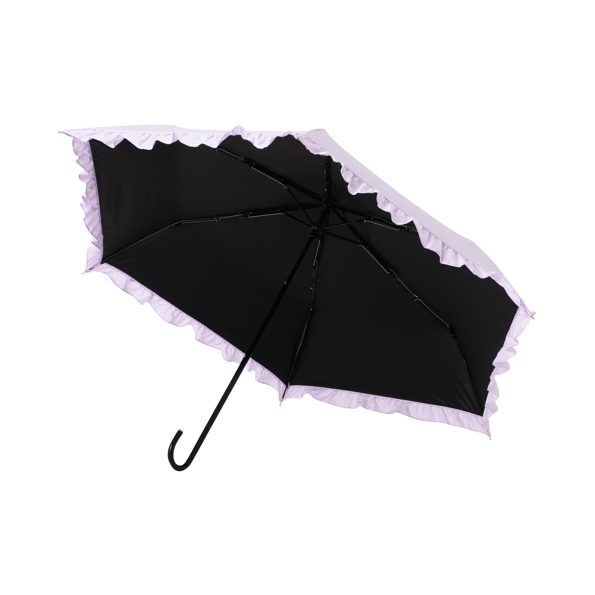 遮光 クラシックフリル 折りたたみ傘 50cm ラベンダー（晴雨兼用） - Image 4