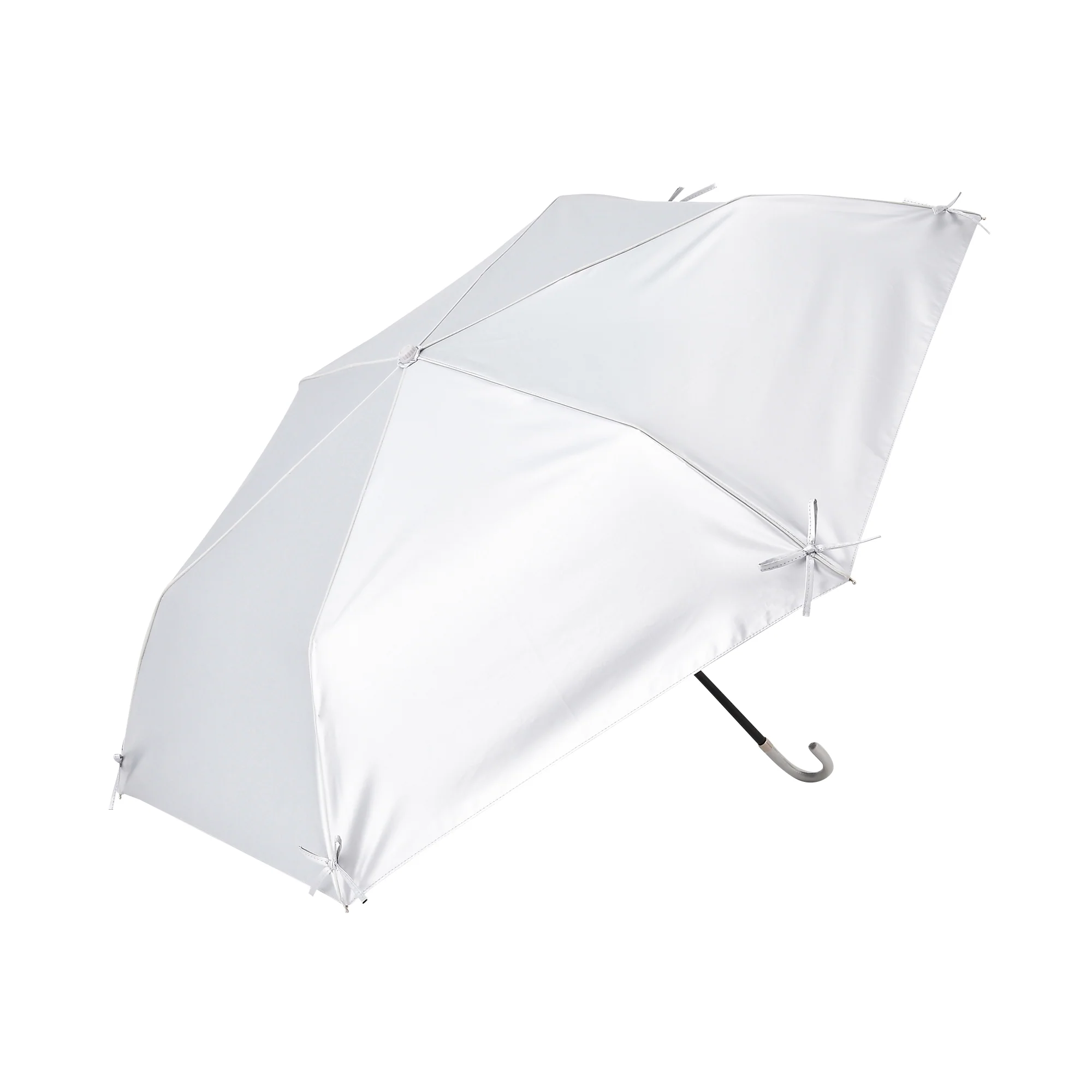 遮光 リボン 折りたたみ傘 50cm シルバー（晴雨兼用） - Image 3