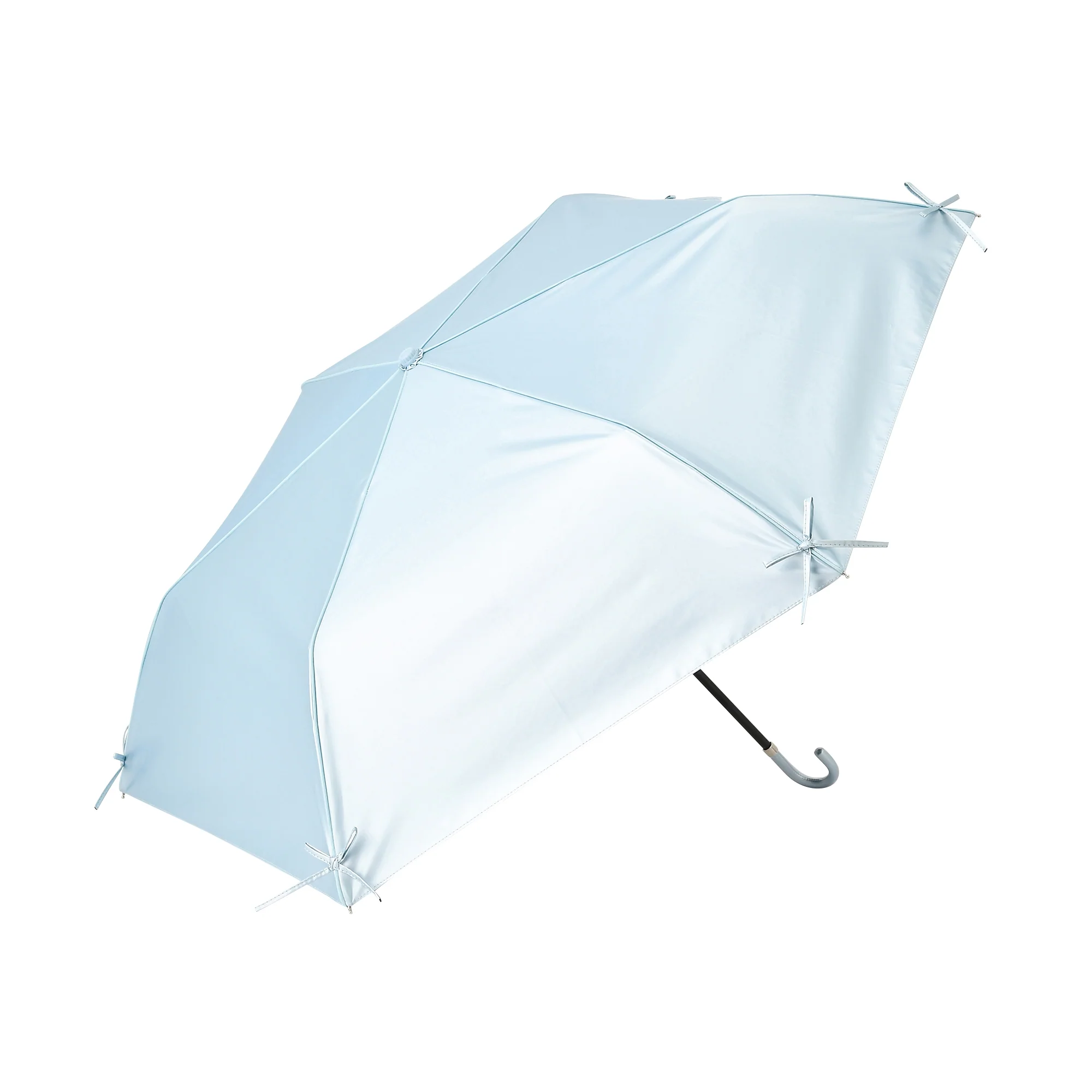 遮光 リボン 折りたたみ傘 50cm ライトブルー（晴雨兼用） - Image 4