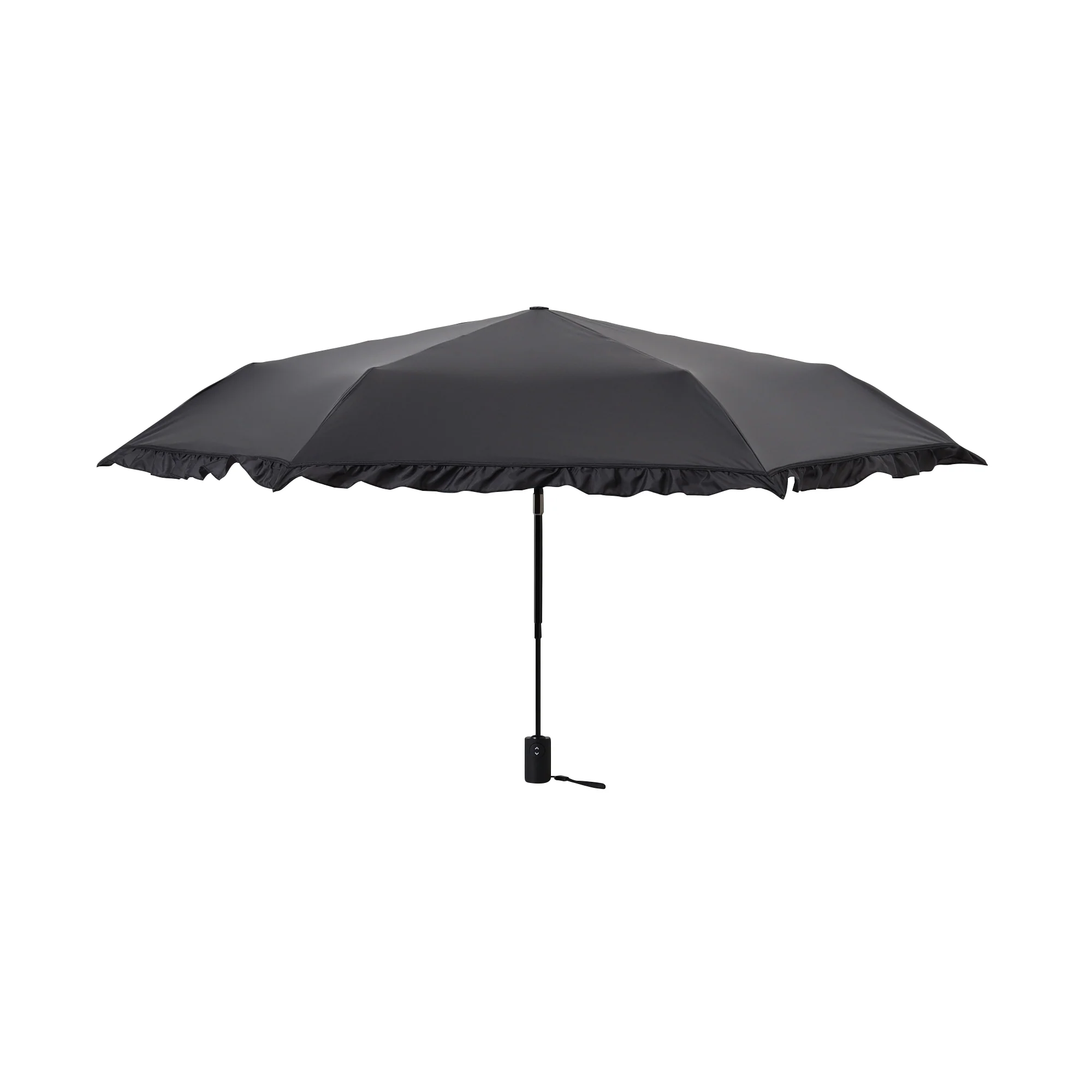 自動開閉 遮光クラシックフリル 折りたたみ傘 50cm ブラック（晴雨兼用） - Image 3