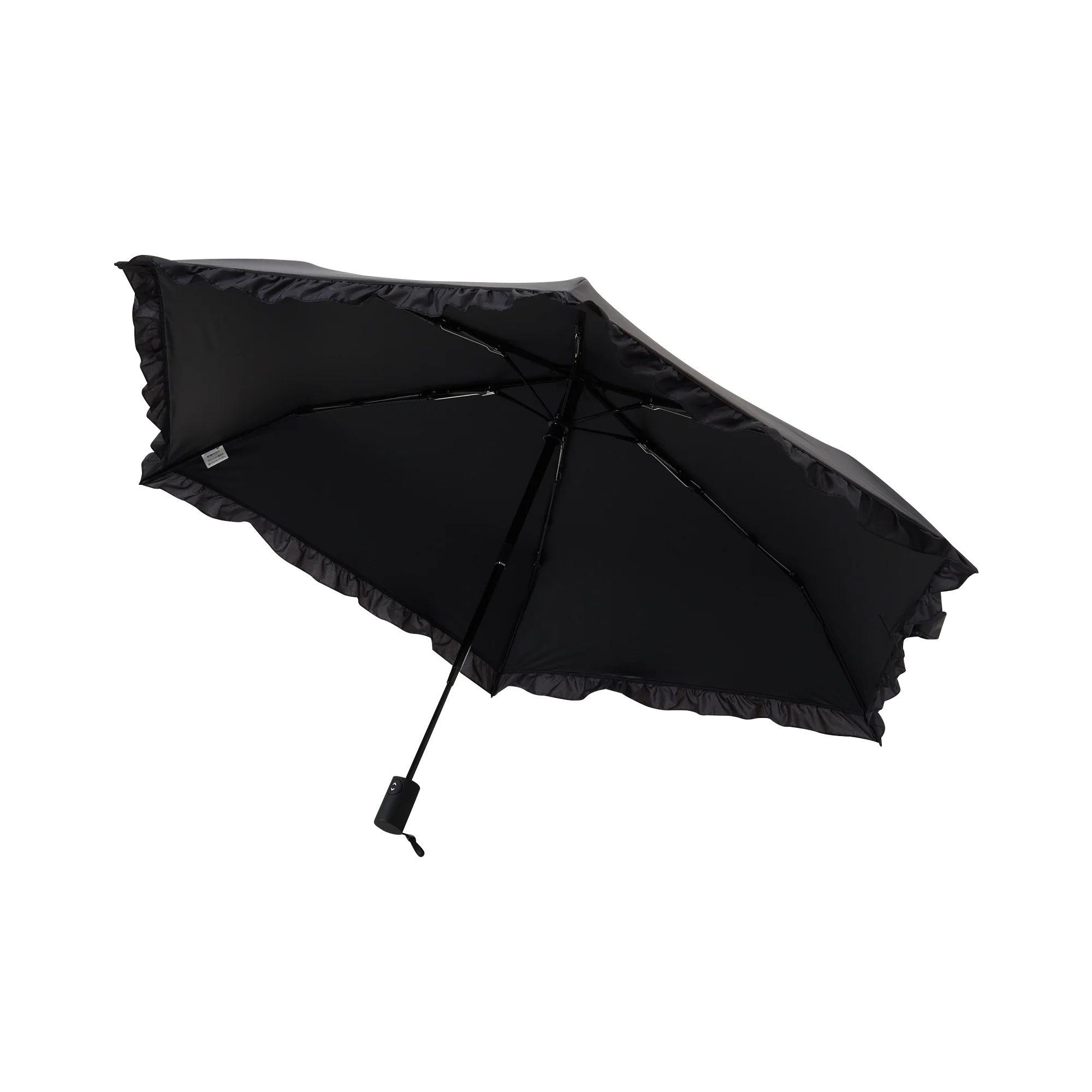 自動開閉 遮光クラシックフリル 折りたたみ傘 50cm ブラック（晴雨兼用） - Image 4