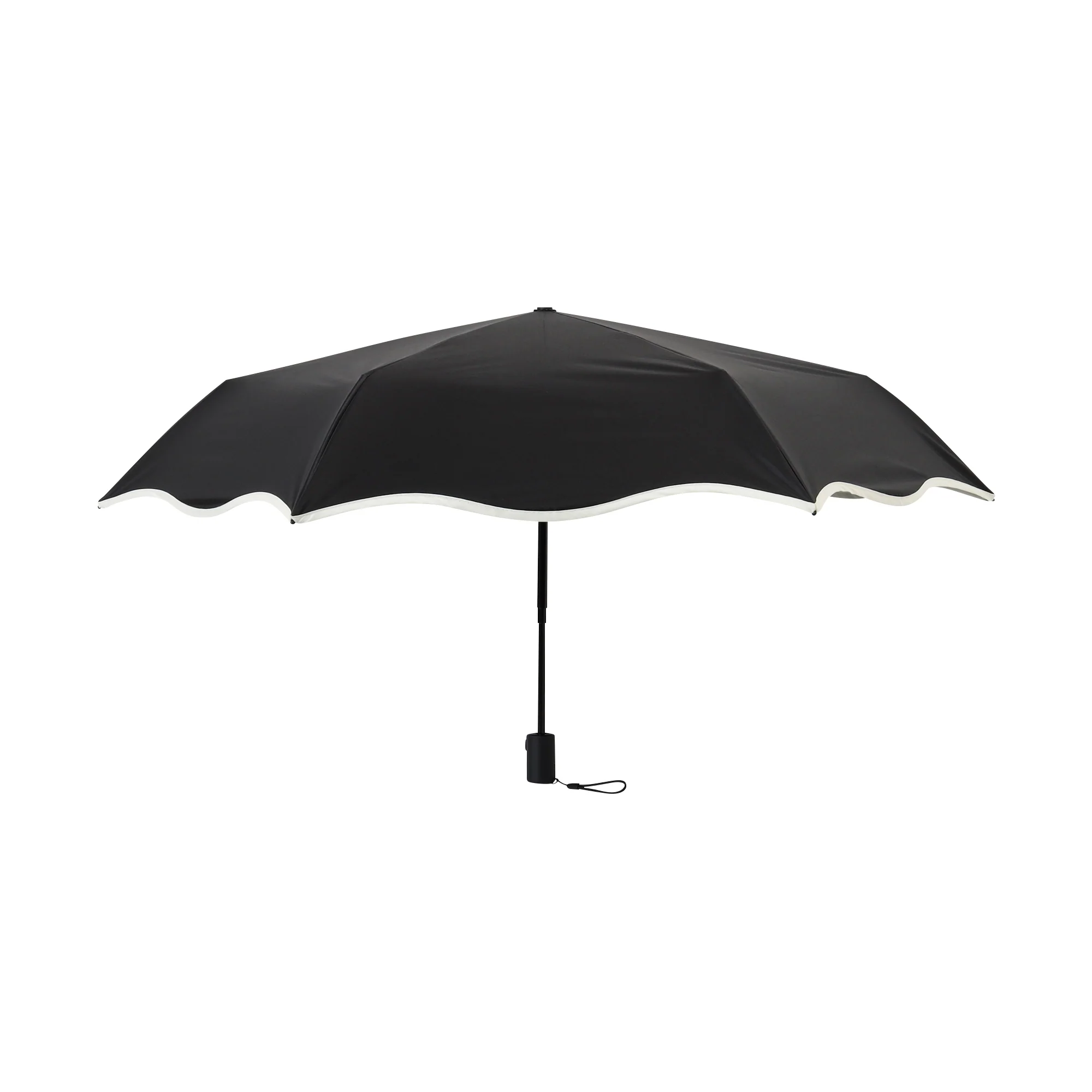 自動開閉 遮光 ウェーブパイピング 折りたたみ傘 50cm ブラック（晴雨兼用） - Image 3