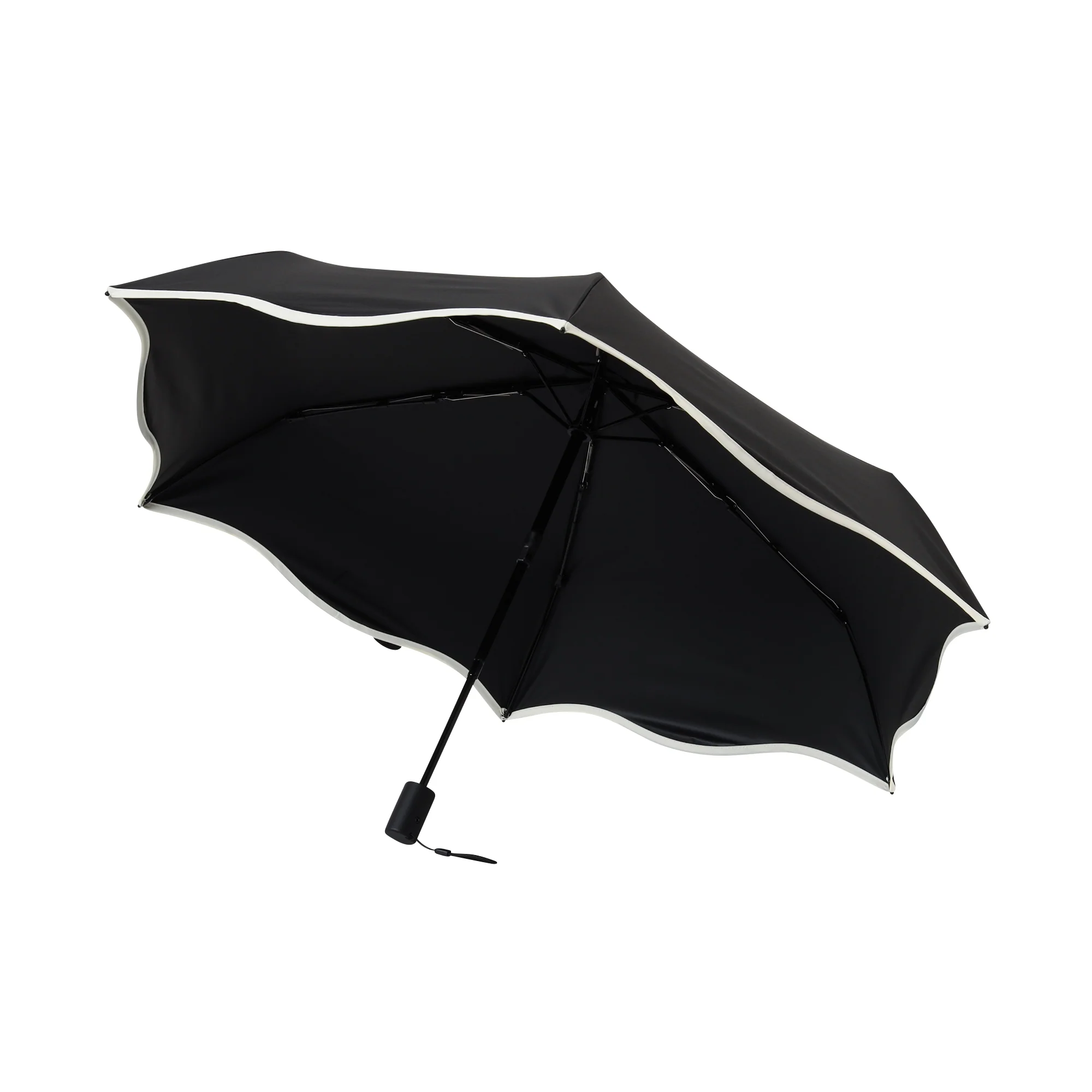 自動開閉 遮光 ウェーブパイピング 折りたたみ傘 50cm ブラック（晴雨兼用） - Image 4