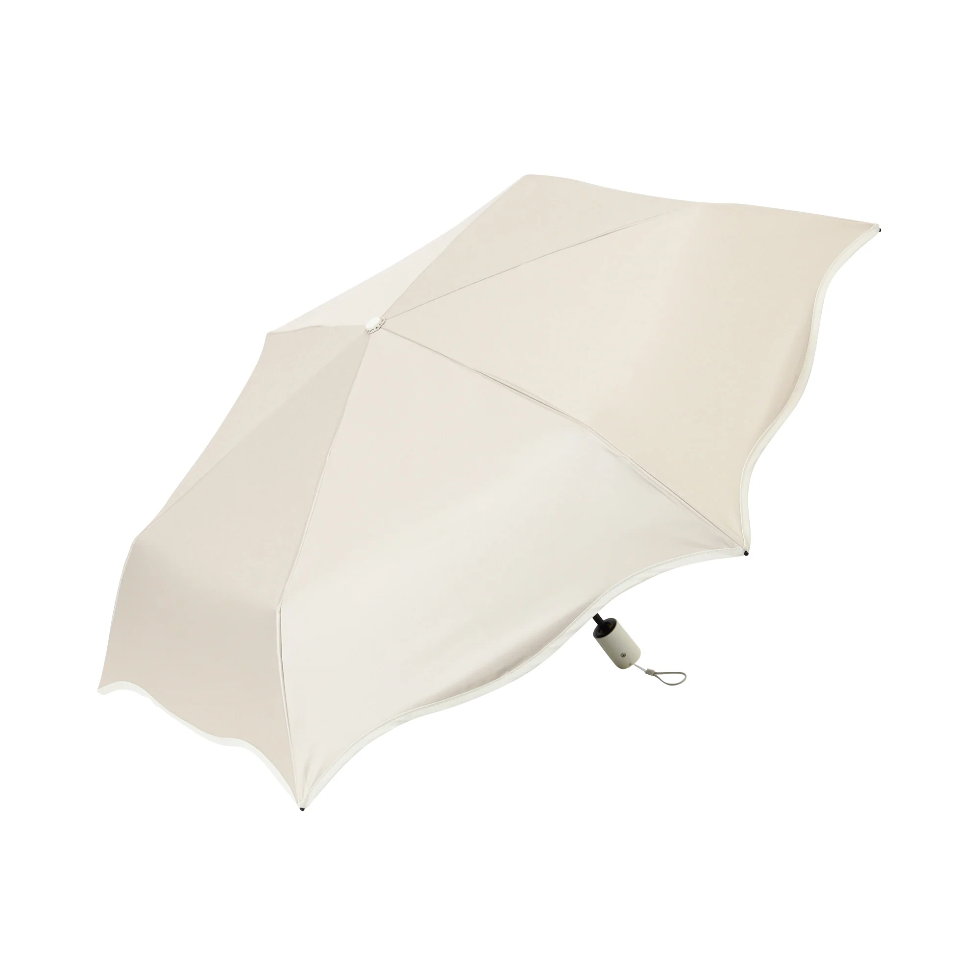 自動開閉 遮光 ウェーブパイピング 折りたたみ傘 50cm ベージュ（晴雨兼用） - Image 2