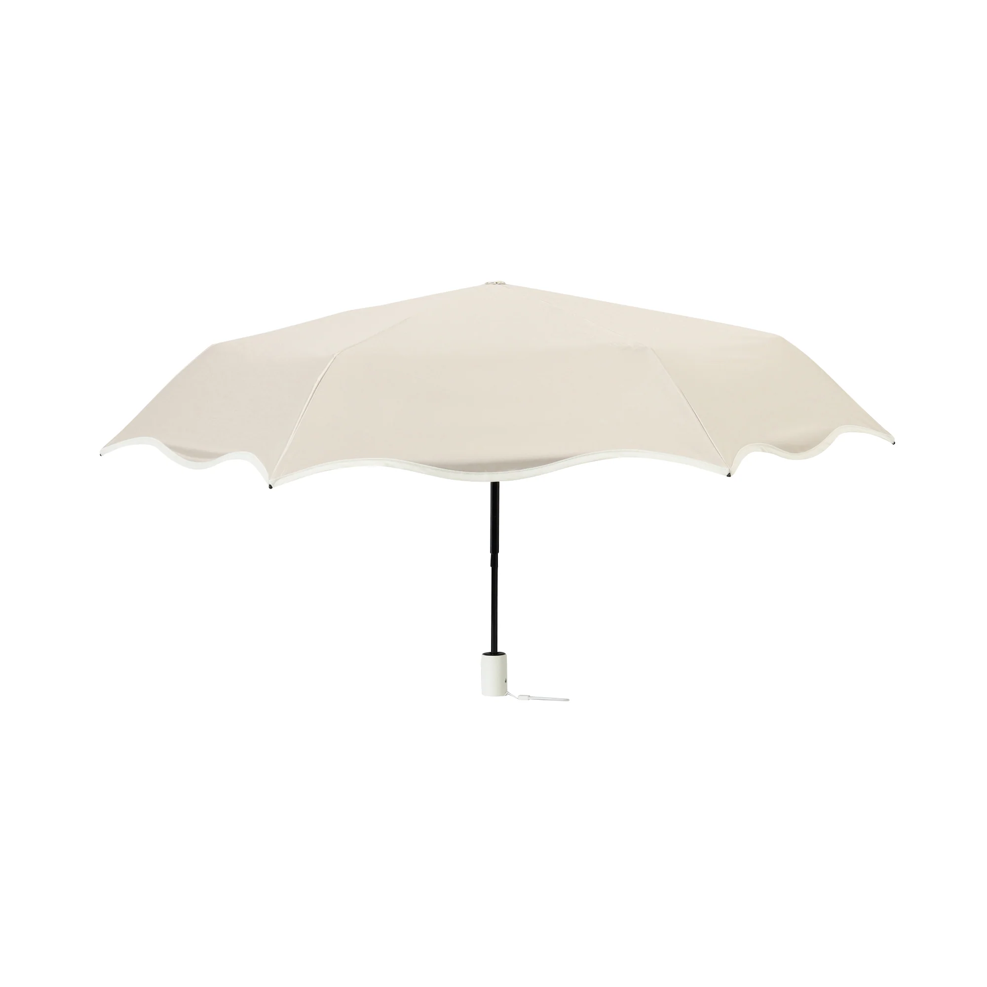 自動開閉 遮光 ウェーブパイピング 折りたたみ傘 50cm ベージュ（晴雨兼用） - Image 3