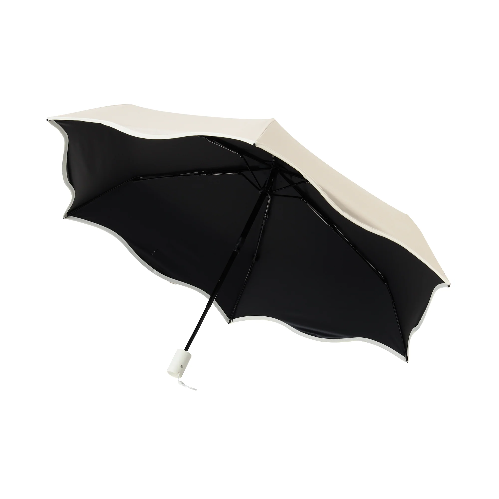 自動開閉 遮光 ウェーブパイピング 折りたたみ傘 50cm ベージュ（晴雨兼用） - Image 4
