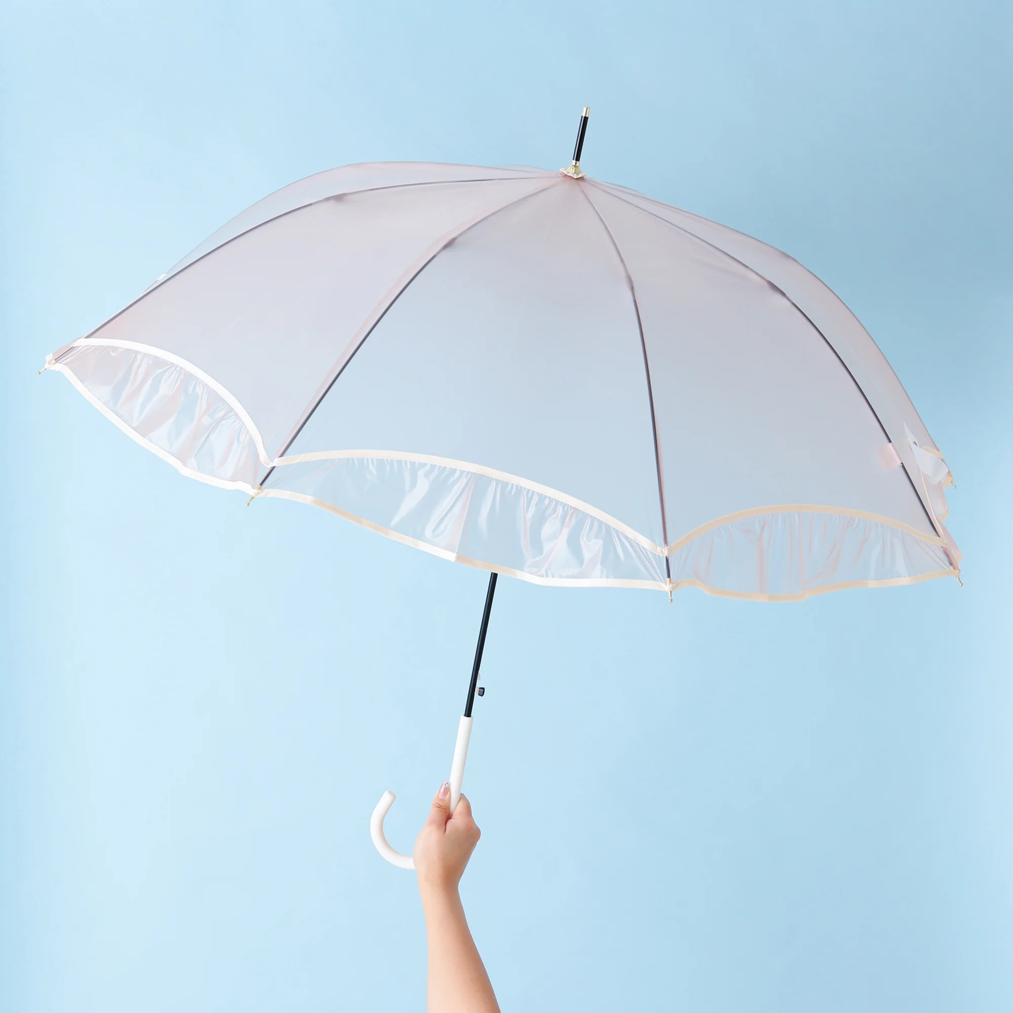 シアーフリルアンブレラ 長傘 61cm ピンク - Image 2