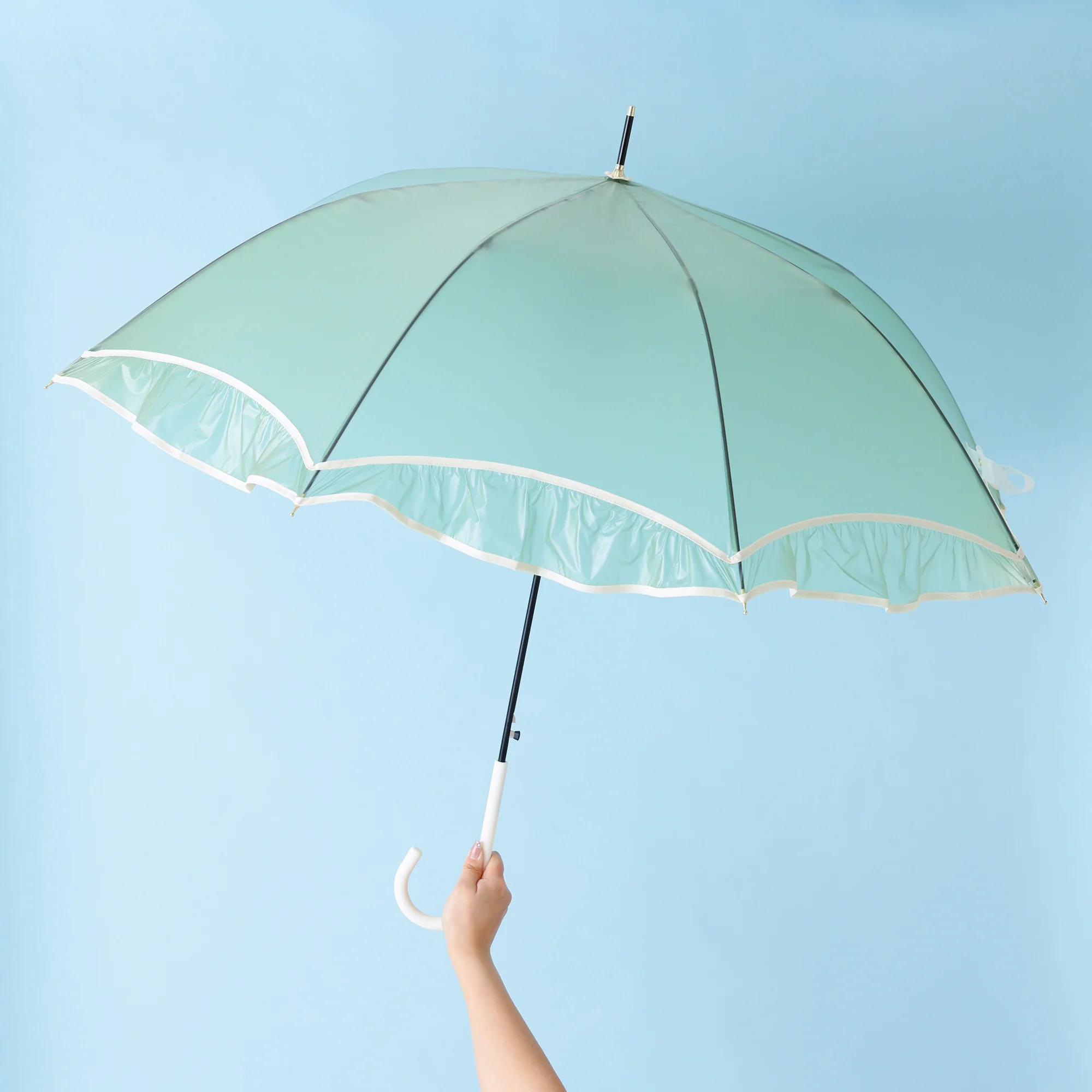 シアーフリルアンブレラ 長傘 61cm グリーン - Image 2