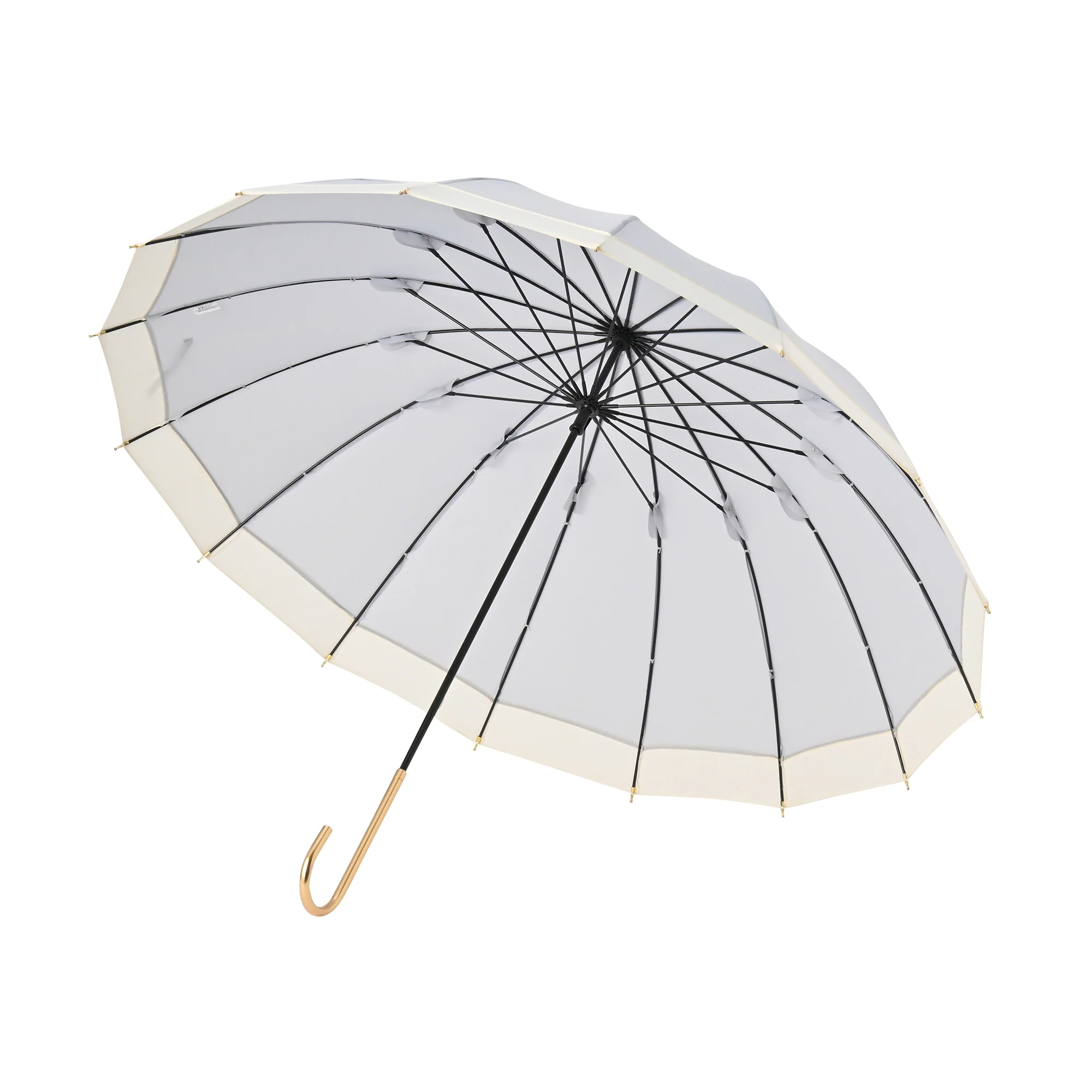 16本骨切り継ぎライン 長傘 54cm グレー - Image 3