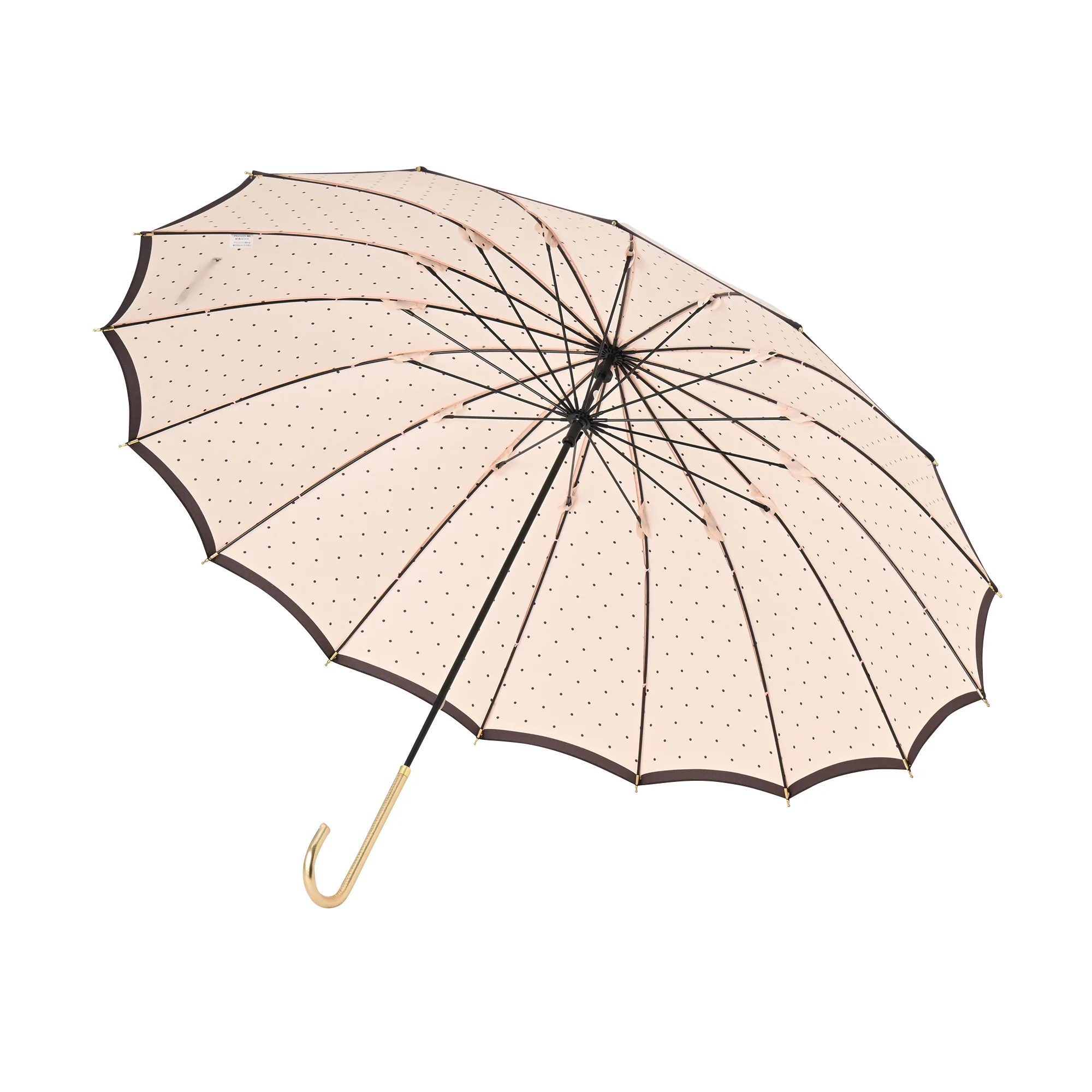 16本骨ピンドット 長傘 55cm ピンク - Image 3