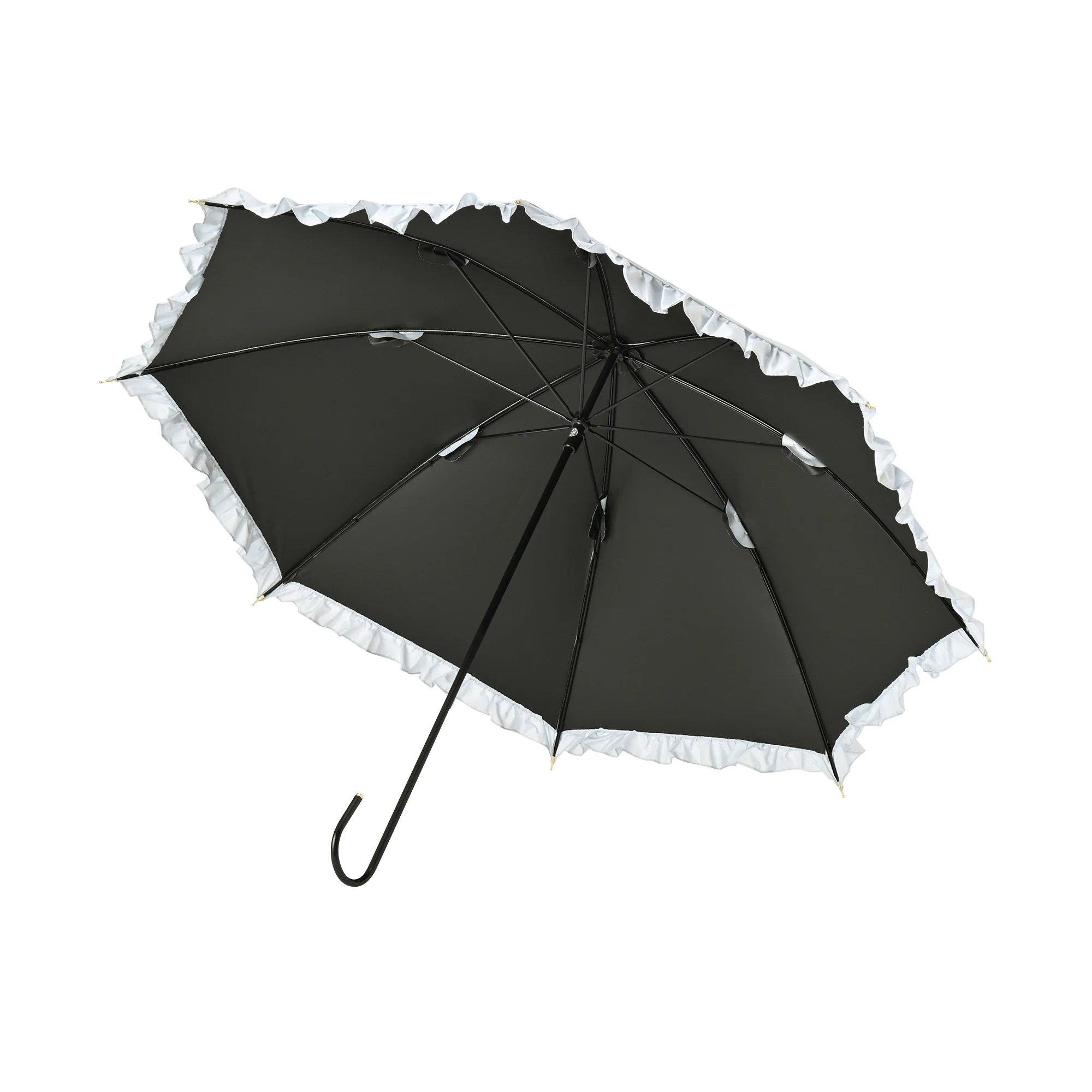 遮光クラシックフリル 長傘 50cm サックスブルー（晴雨兼用） - Image 4