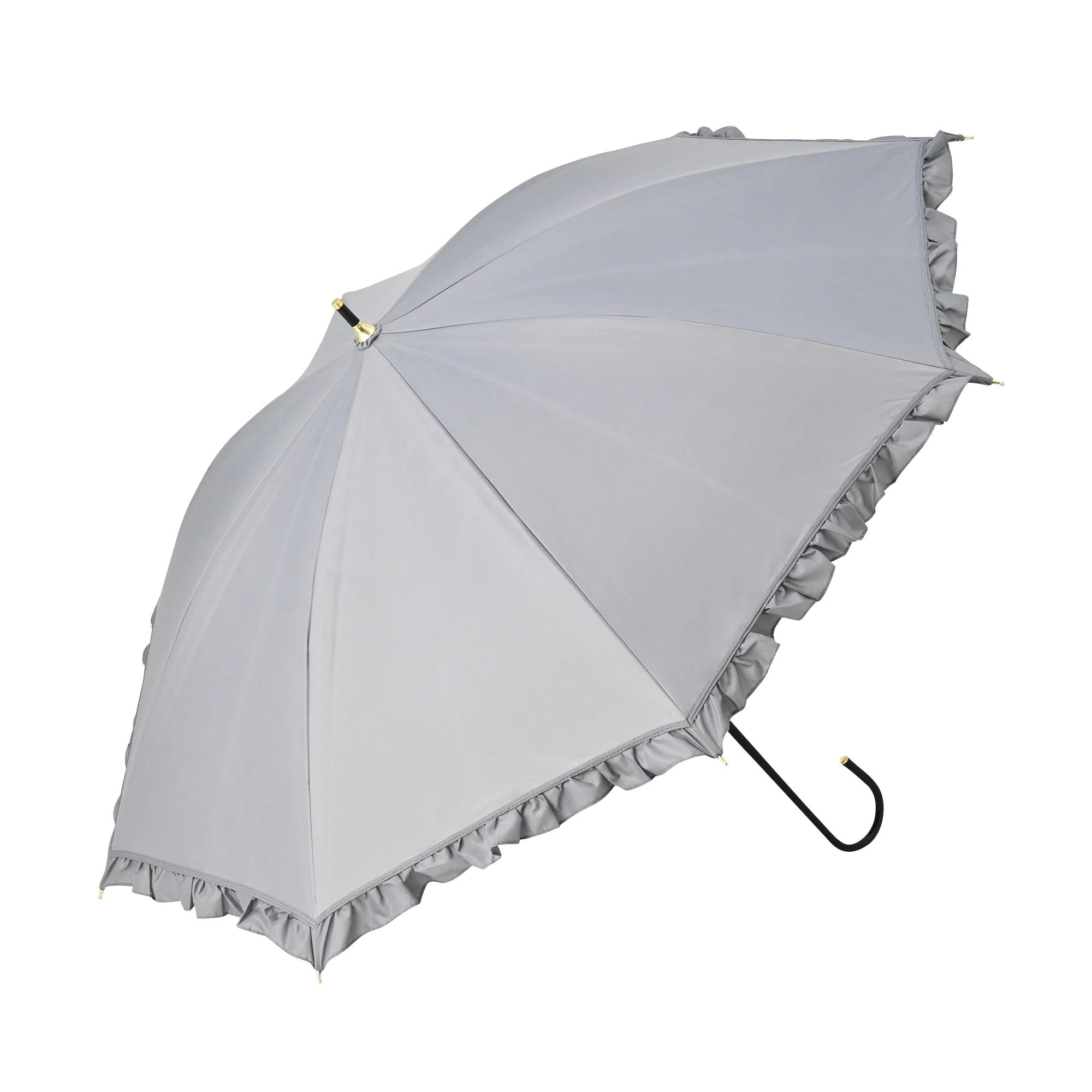 遮光クラシックフリル 長傘 50cm グレー（晴雨兼用） - Image 2