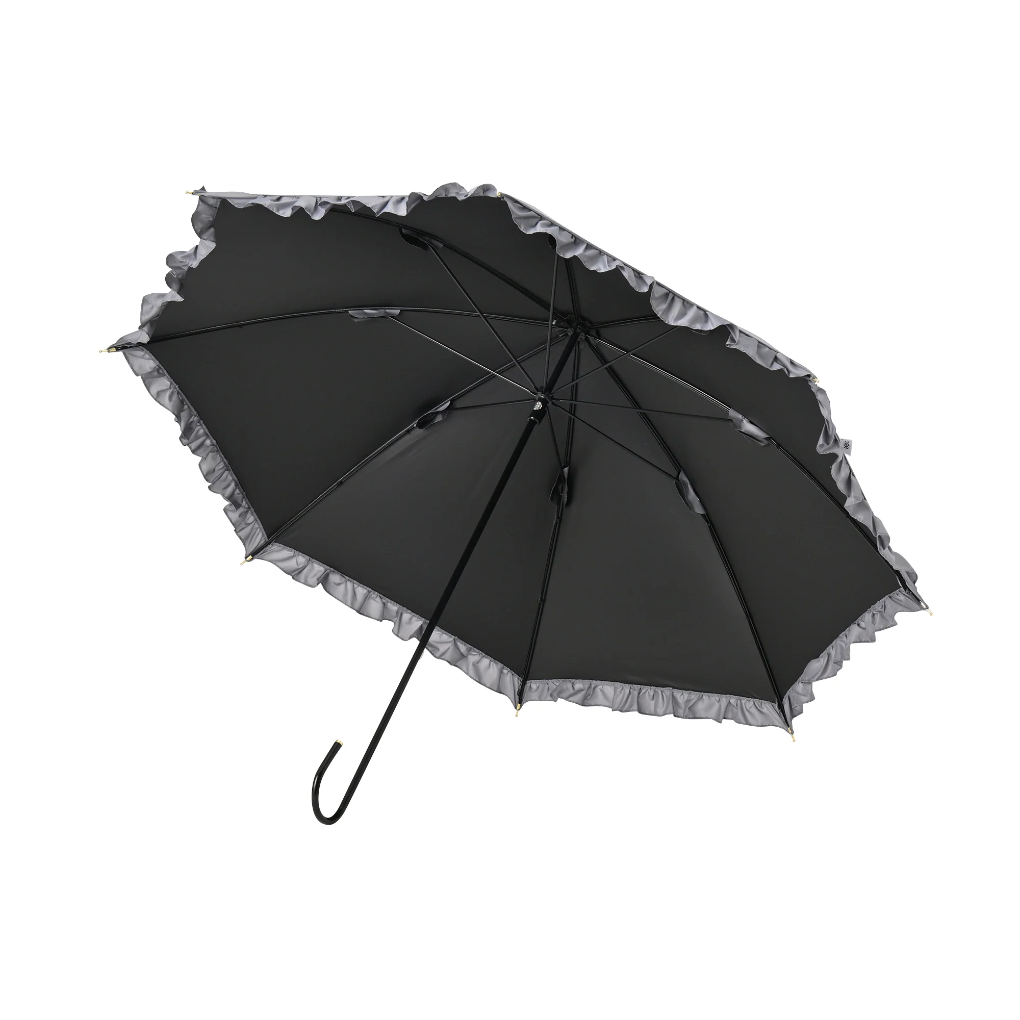 遮光クラシックフリル 長傘 50cm グレー（晴雨兼用） - Image 4