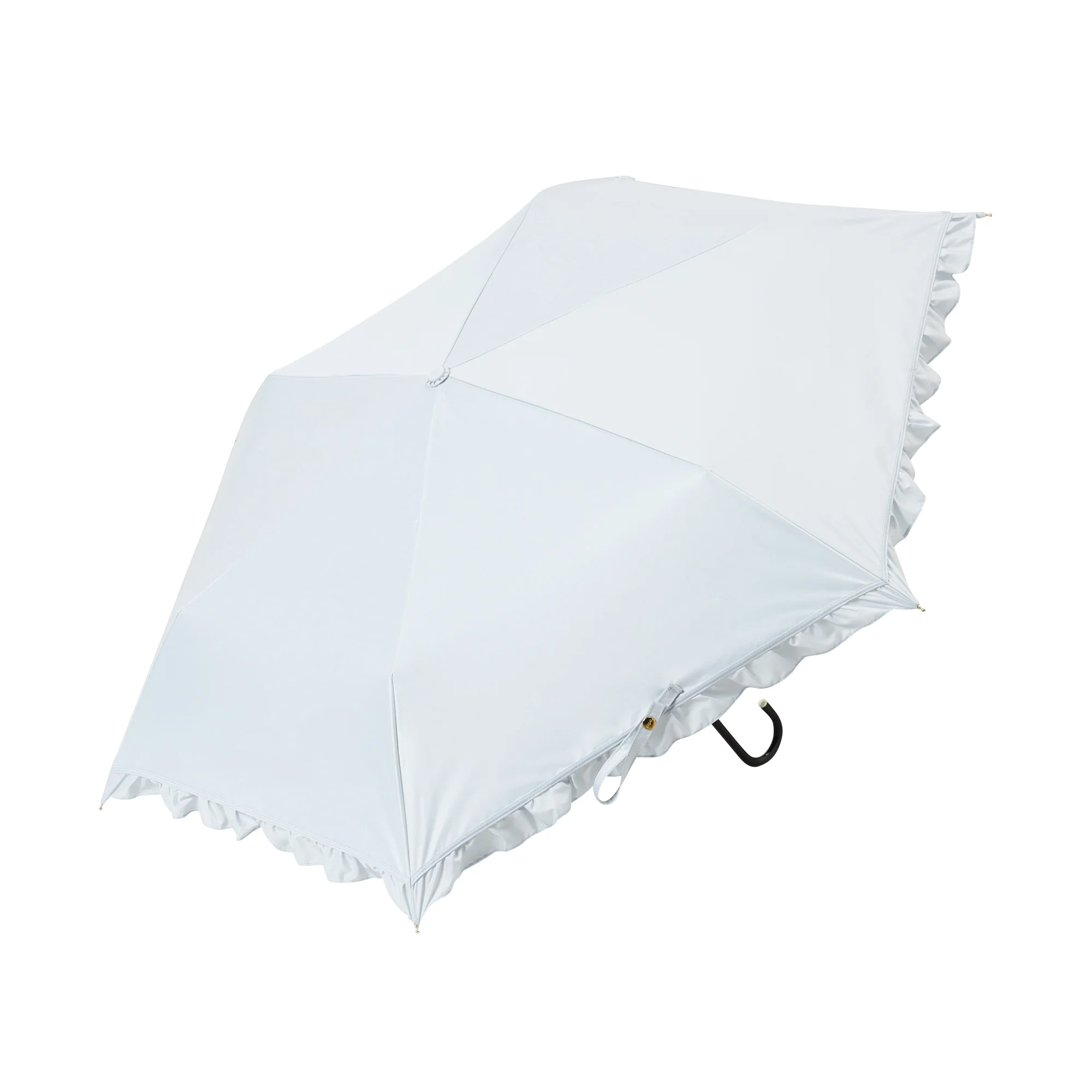 遮光クラシックフリル 折りたたみ傘 50cm サックスブルー（晴雨兼用） - Image 2