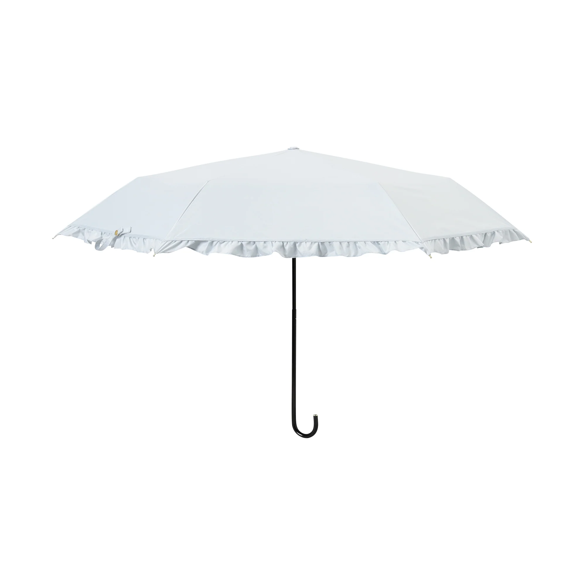 遮光クラシックフリル 折りたたみ傘 50cm サックスブルー（晴雨兼用） - Image 3