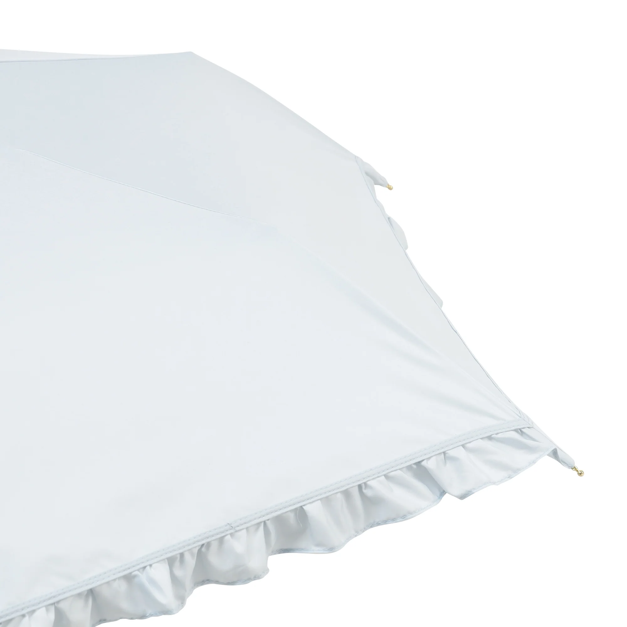 遮光クラシックフリル 折りたたみ傘 50cm サックスブルー（晴雨兼用） - Image 5