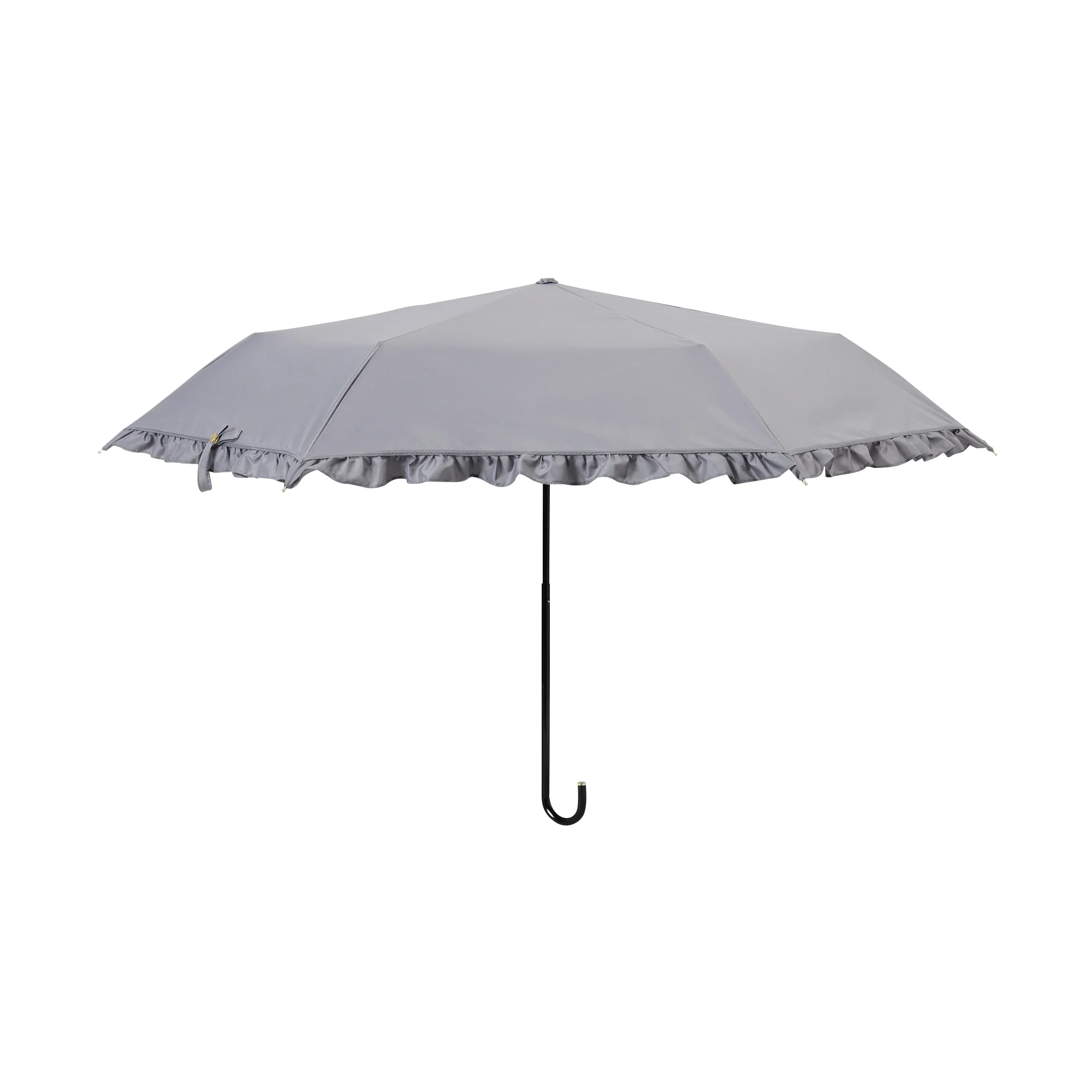 遮光クラシックフリル 折りたたみ傘 50cm グレー（晴雨兼用） - Image 3