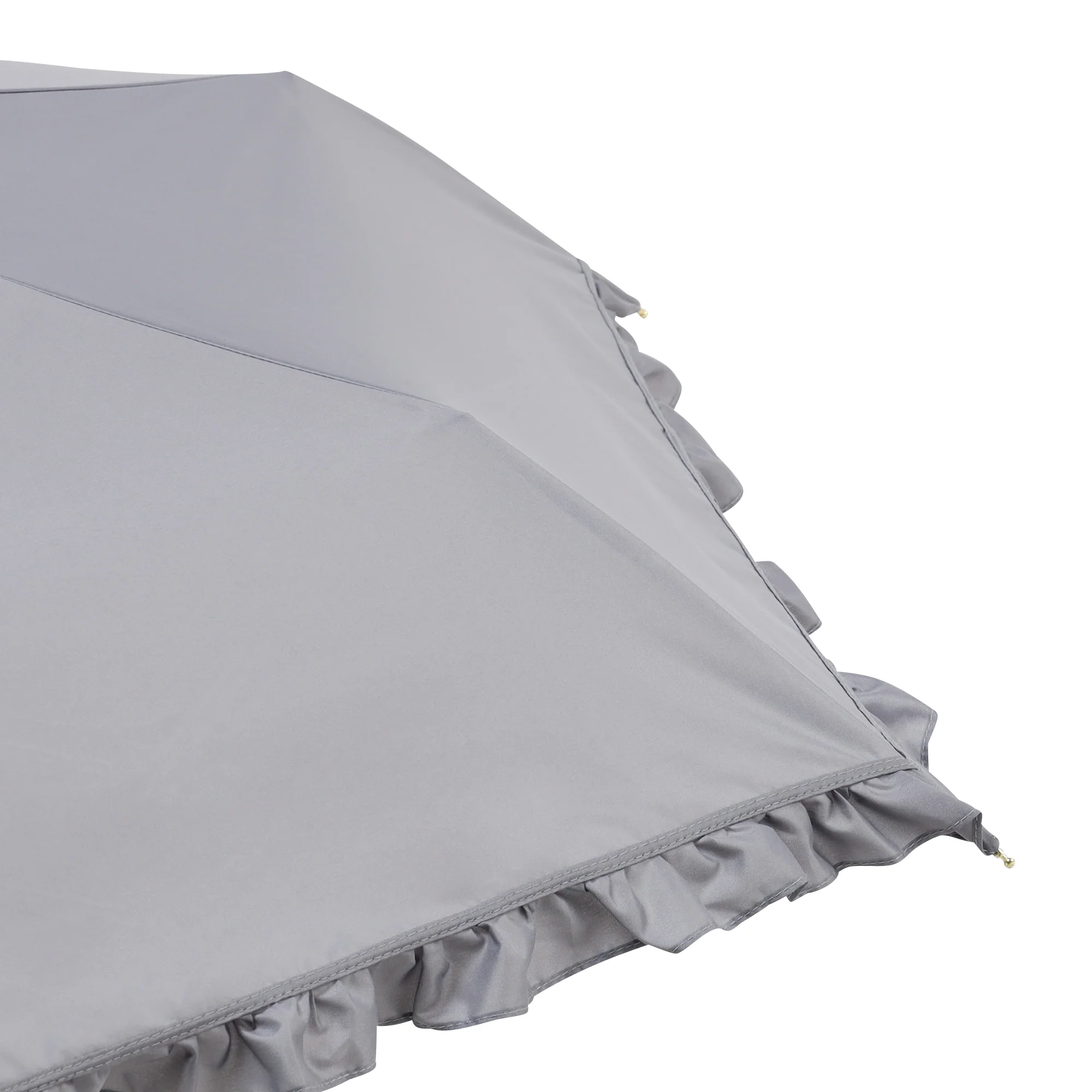 遮光クラシックフリル 折りたたみ傘 50cm グレー（晴雨兼用） - Image 5
