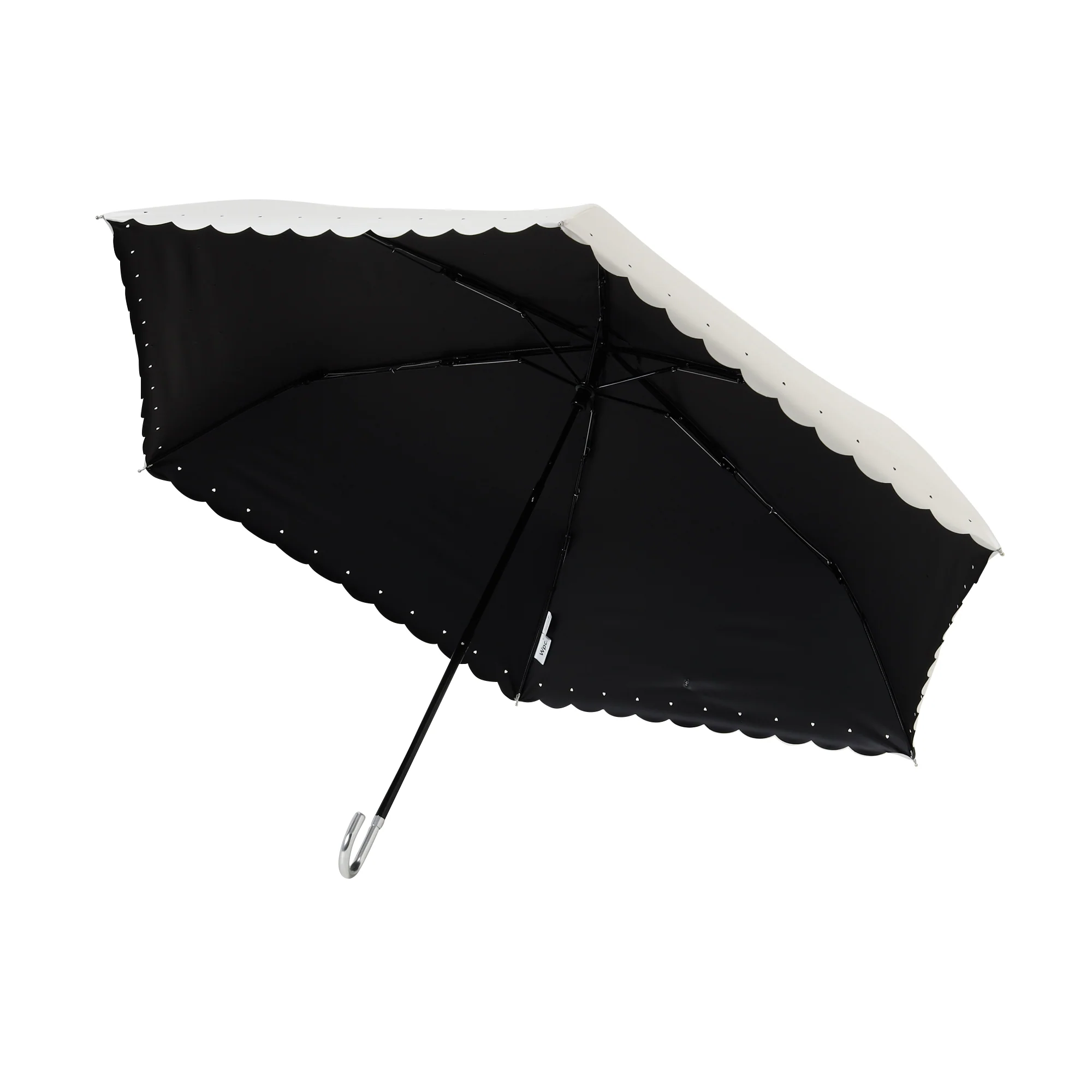 遮光シルバーリボンハート 折りたたみ傘 50cm オフホワイト（晴雨兼用） - Image 4