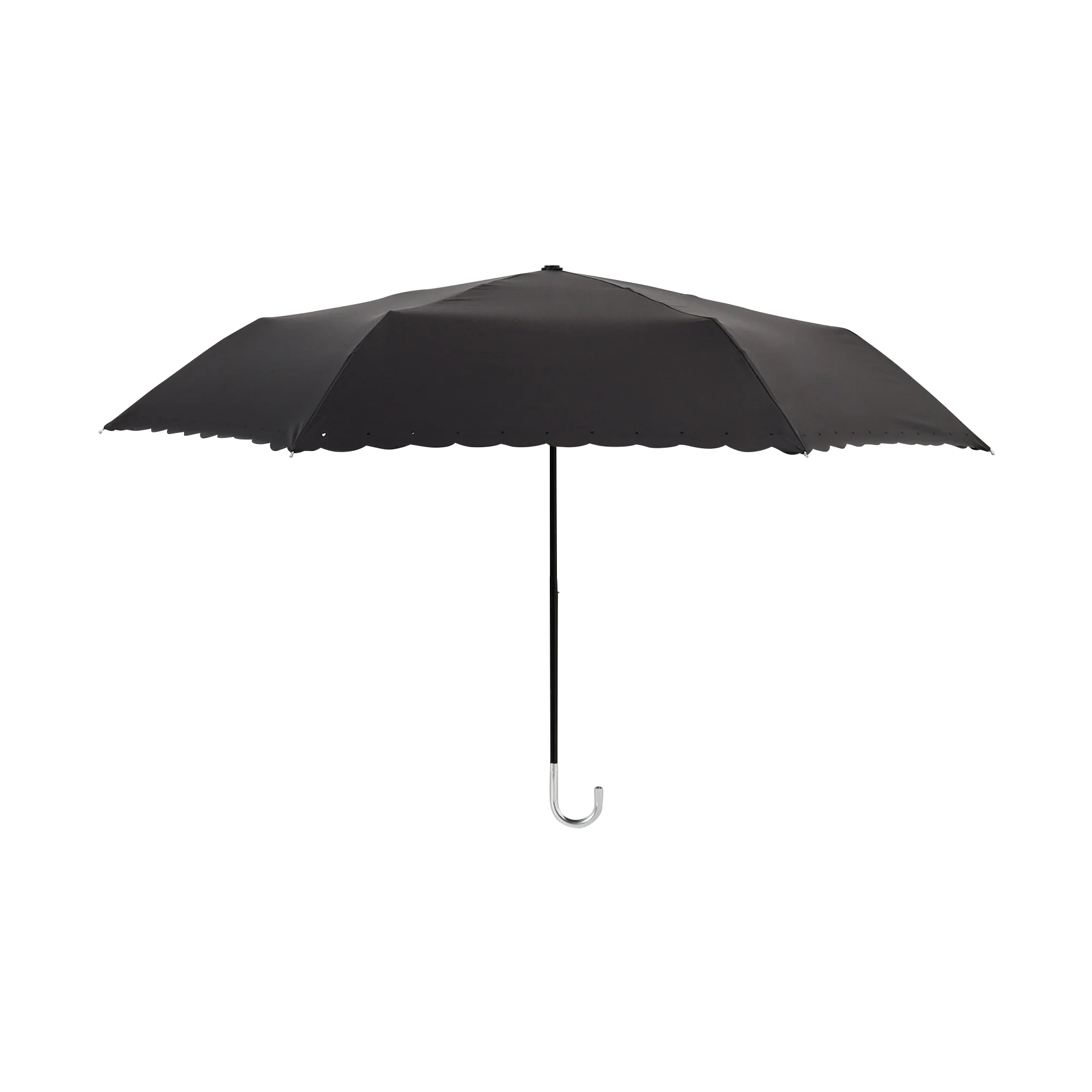 遮光シルバーリボンハート 折りたたみ傘 50cm ブラック（晴雨兼用） - Image 3