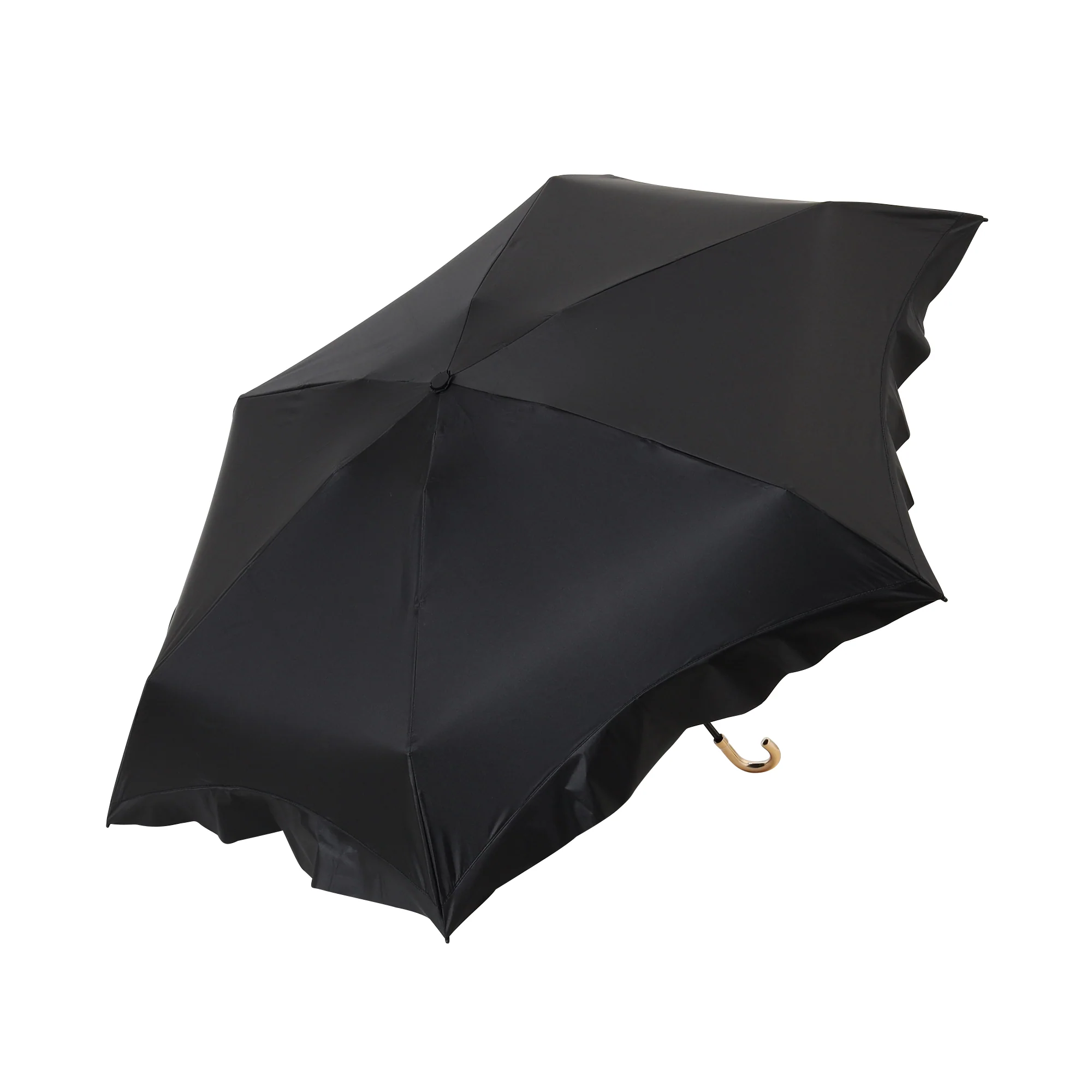 遮光コンパクトフリル 折りたたみ傘 50cm ブラック（晴雨兼用） - Image 2