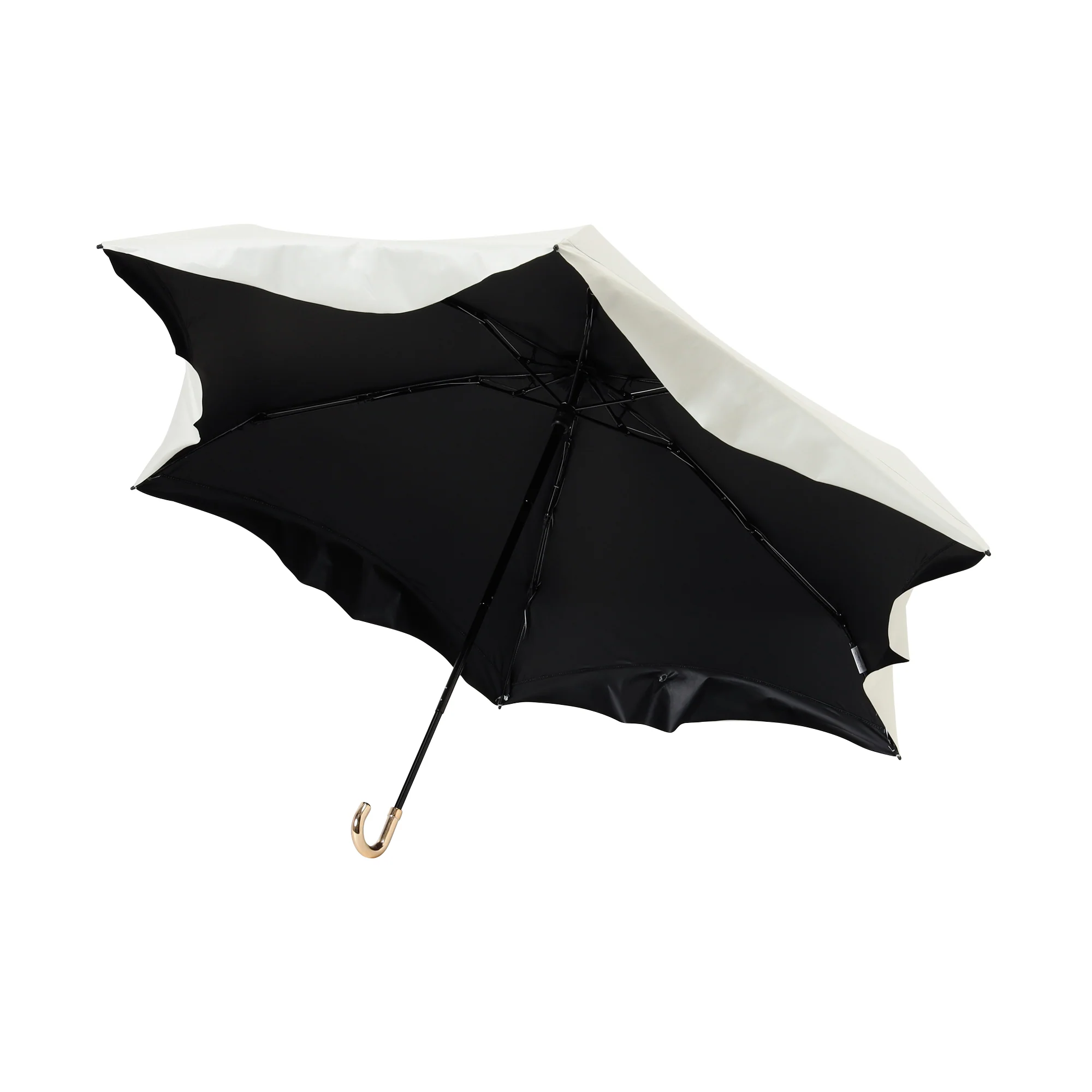 遮光コンパクトフリル 折りたたみ傘 50cm オフホワイト（晴雨兼用） - Image 4