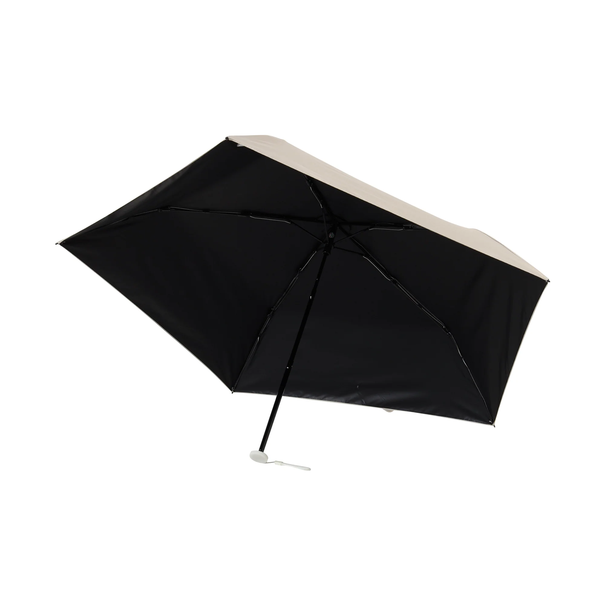 遮光軽量ソリッド 折りたたみ傘 50cm ベージュ（晴雨兼用） - Image 4