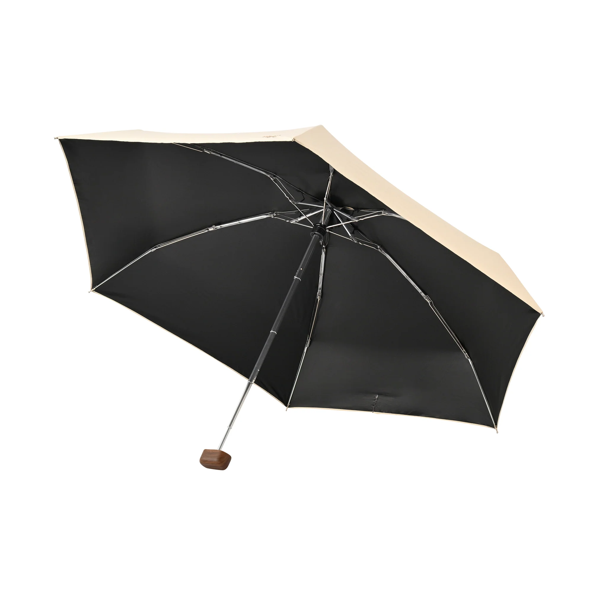 遮光ノーブルベーシック 折りたたみ傘 50cm ベージュ（晴雨兼用） - Image 5